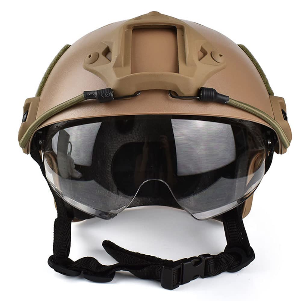 Tactical Airsoft Helmet - Fast PJ Style with Goggles, NVG Mount & Side Rails for Airsoft, Paintball, Military Simulation & Outdoor Combat Games | Perfect for CQB, Field Battles & Tactical Training