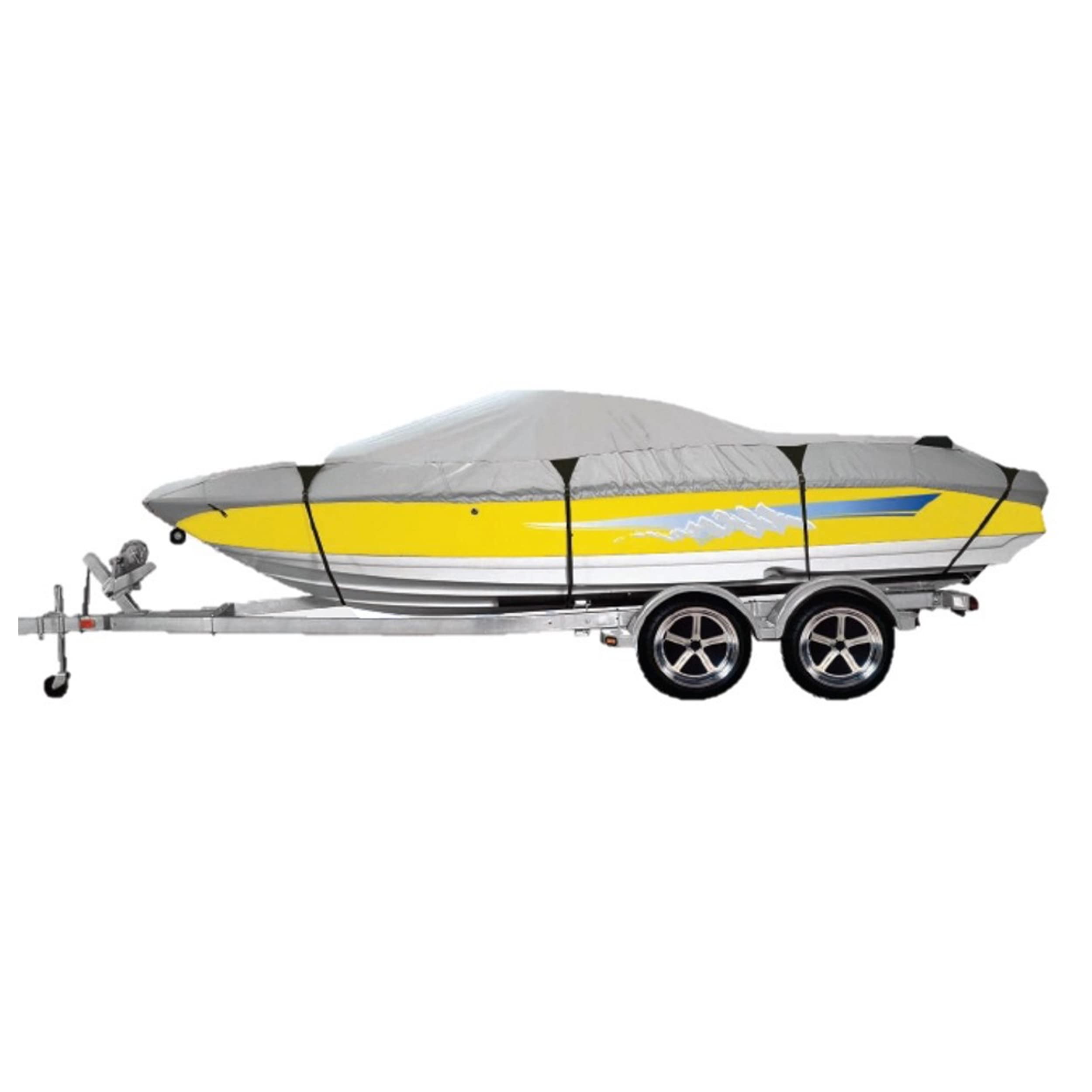 Premium 600 Denier Heavy Duty Boat Cover for Bass, Fish & Ski Boats (16ft-18.5ft) - Waterproof UV Protection for Trailer Travel & Outdoor Storage | Ideal for Marine Use, Winter Protection & Boat Shelter
