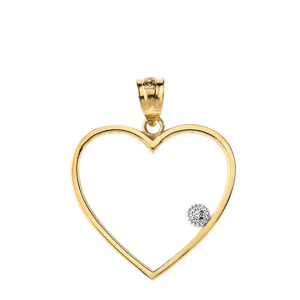 14K Yellow Gold Diamond Heart Pendant Necklace - Elegant Love Charm Jewelry for Women, Perfect for Valentine's Day, Anniversary & Romantic Gifts