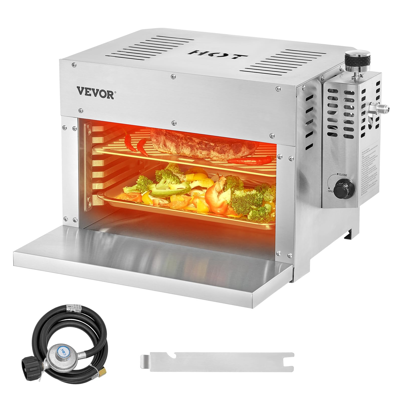 VEVOR 1500°F Portable Propane Steak Grill - 6-Tier Adjustable Stainless Steel Infrared BBQ Cooker for Perfect Steaks, Burgers & Toast | Outdoor Cooking, Backyard Parties & Camping Trips