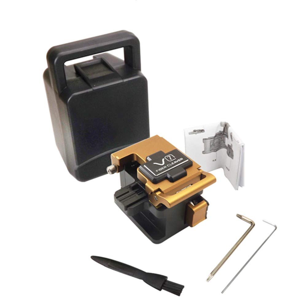 V7 Optical Fiber Cleaver for FTTH Inno Fusion Splicer - Professional Fiber Cutter with Free Fiber Stripper - Perfect for Telecom Technicians & Network Installations