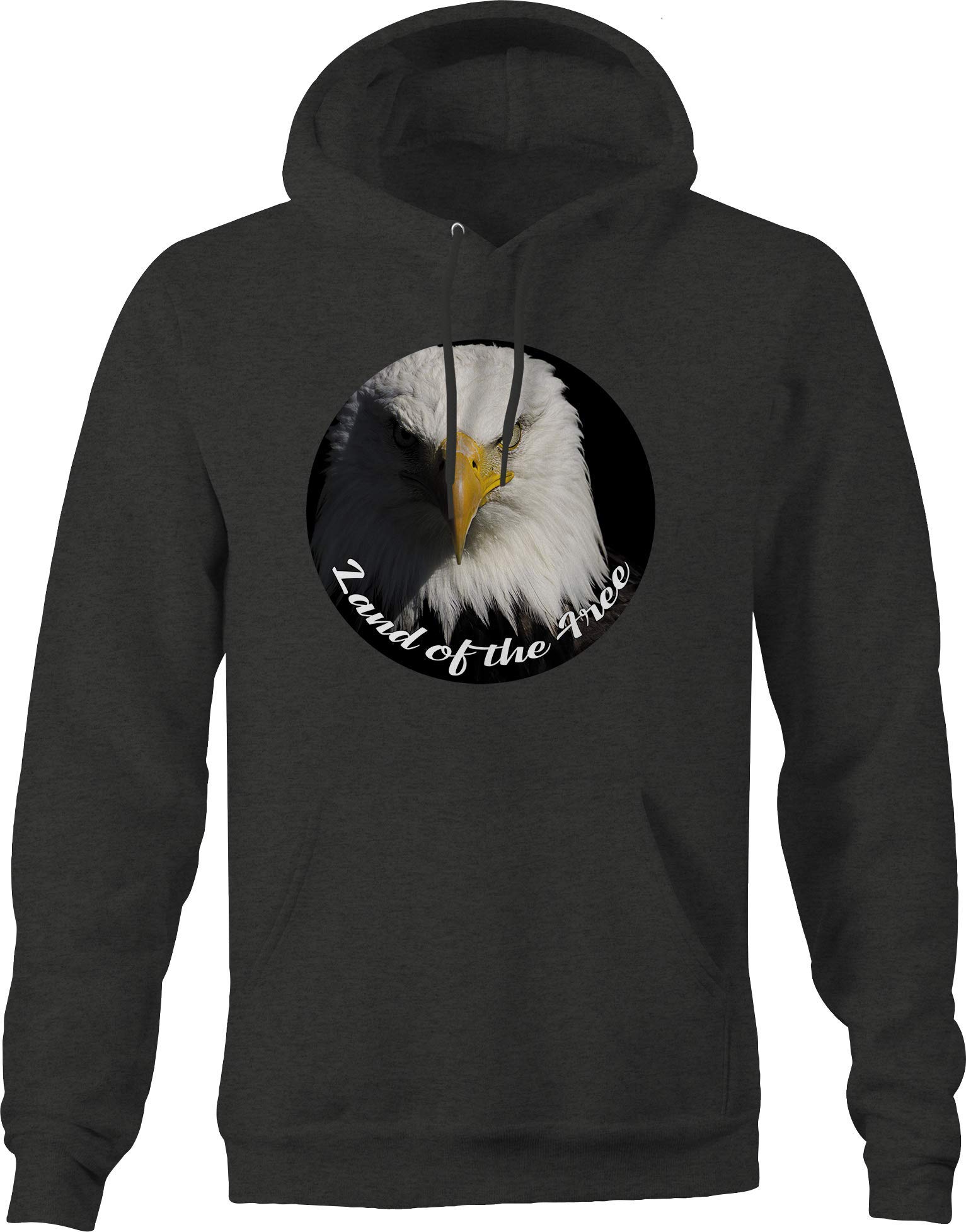Bald Eagle 'Land of The Free' Hoodie for Men - Dark Gray | Patriotic American Flag Sweatshirt for Casual Wear & Outdoor Activities
