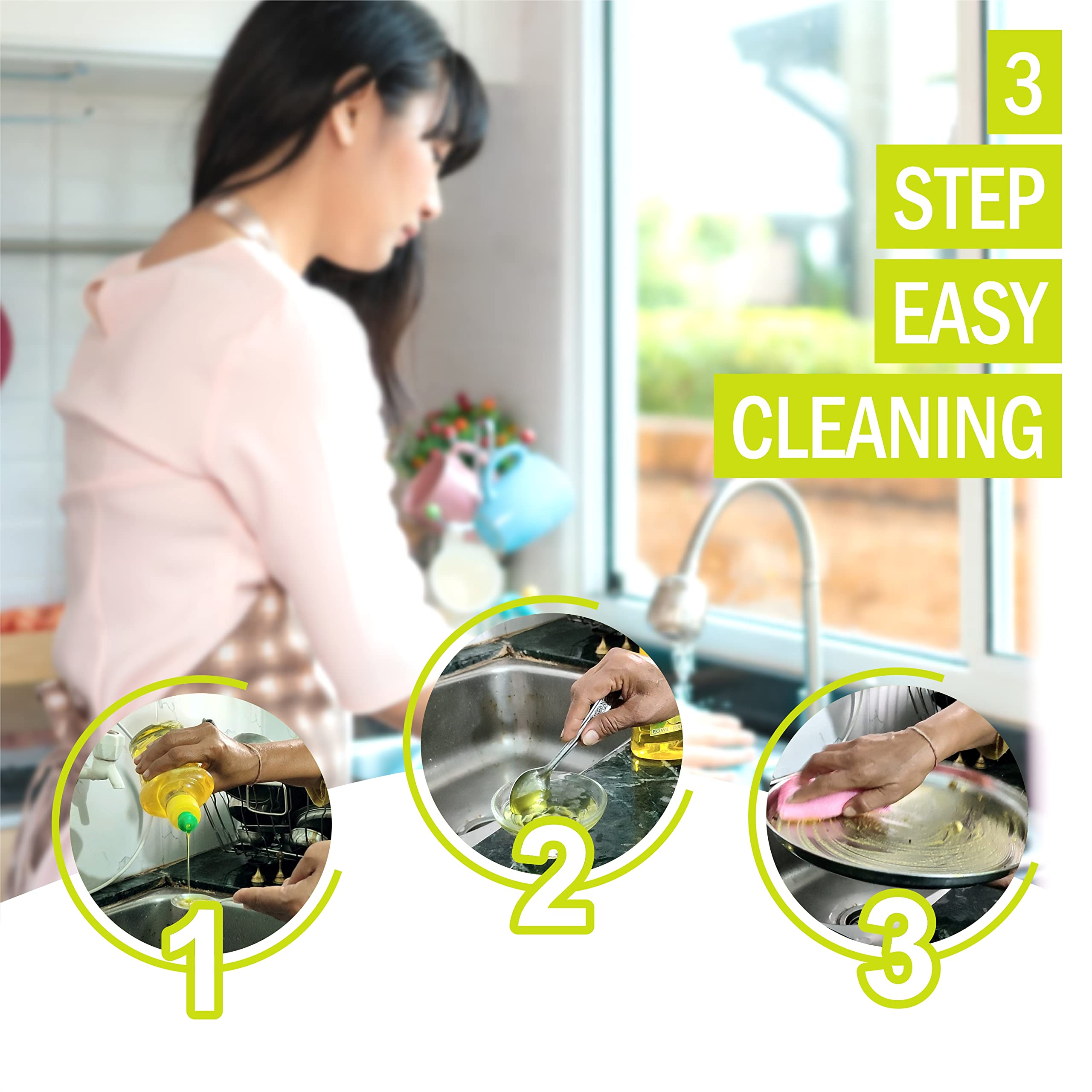 Onive PowerDrop Dishwash Liquid Gel 5L Refill Pack - Lemon Power, No Residue, Concentrated Dishwasher Detergent for All Utensils | Heavy-Duty Kitchen Cleaning for Pots, Pans & Dishes