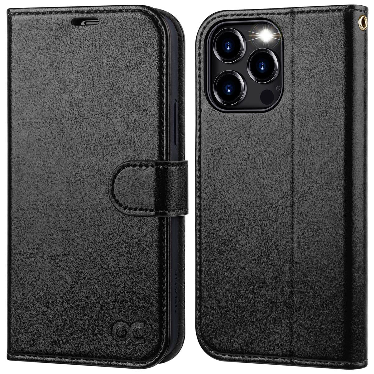 OCASE iPhone 15 Pro Max Wallet Case - PU Leather Flip Folio with Card Slots, RFID Blocking, Kickstand & Shockproof TPU Shell | Perfect for Business, Travel & Everyday Use (Black)