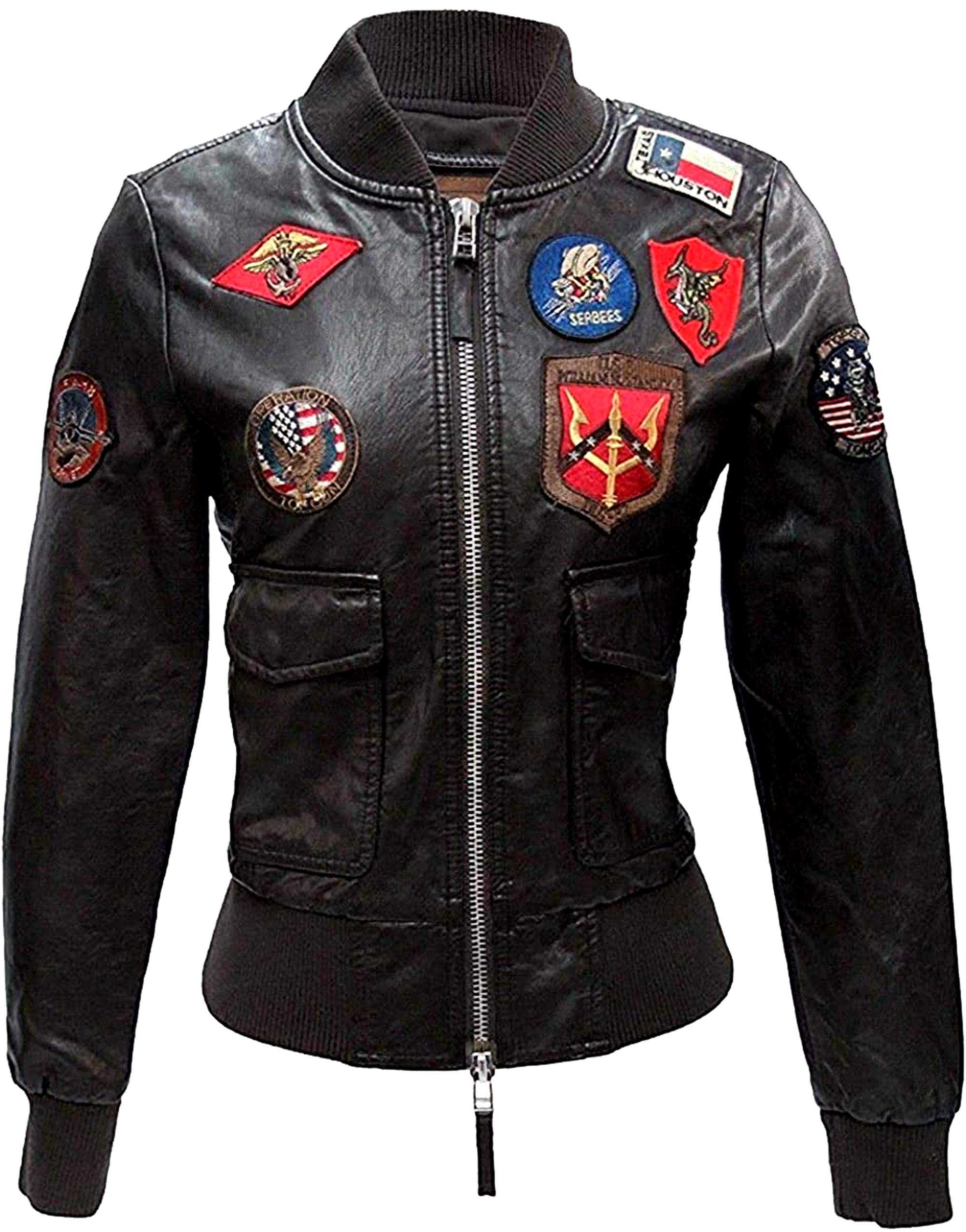 SpazeUp Women's Lambskin Leather Jacket - Genuine Black Leather Jacket for Women | Inspired by Kelly McGillis Style | Perfect for Casual Outings, Date Nights & Motorcycle Rides