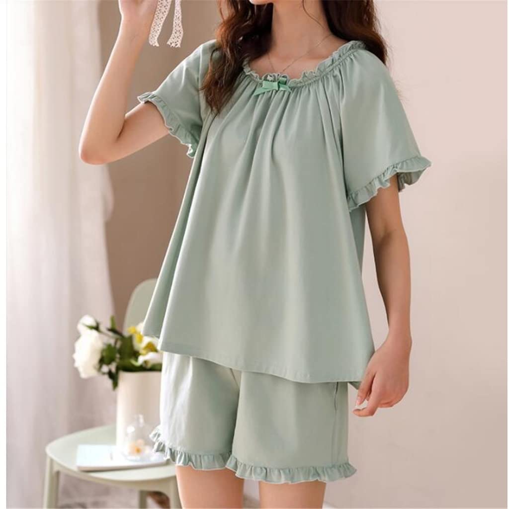 Japanese Princess Style Cute Cotton Pajama Set for Women - Summer Short Sleeve Shorts Homewear (Color A, Size XL) - Perfect for Sleepovers, Loungewear & Anime Cosplay