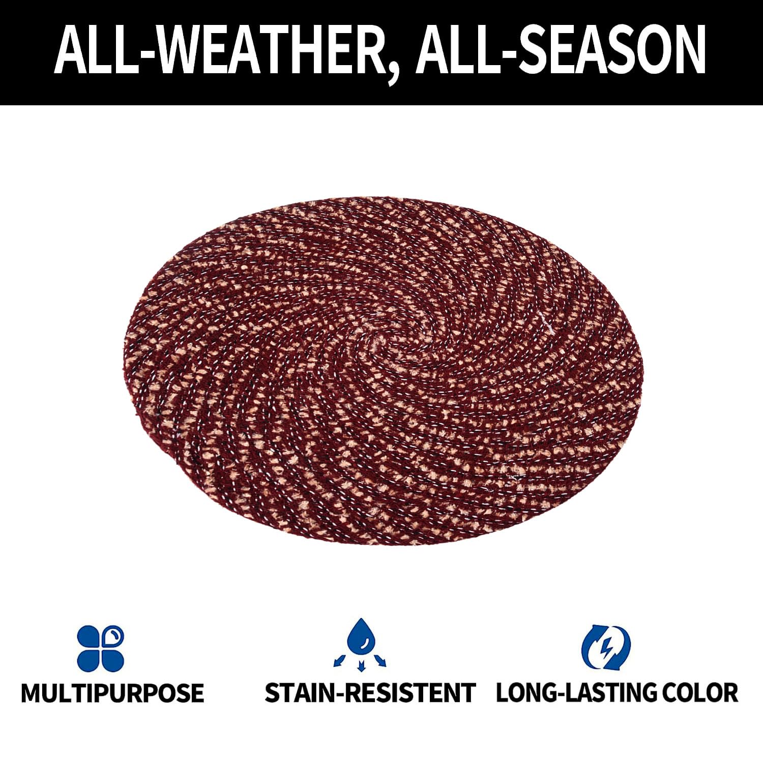 Kuber Industries 16 Inch Round Cotton Feather Table Mat - Reversible Dining & Bedside Center Table Mat for Home Decor, Small Maroon - Perfect for Coffee Tables, Nightstands, and Dining Areas