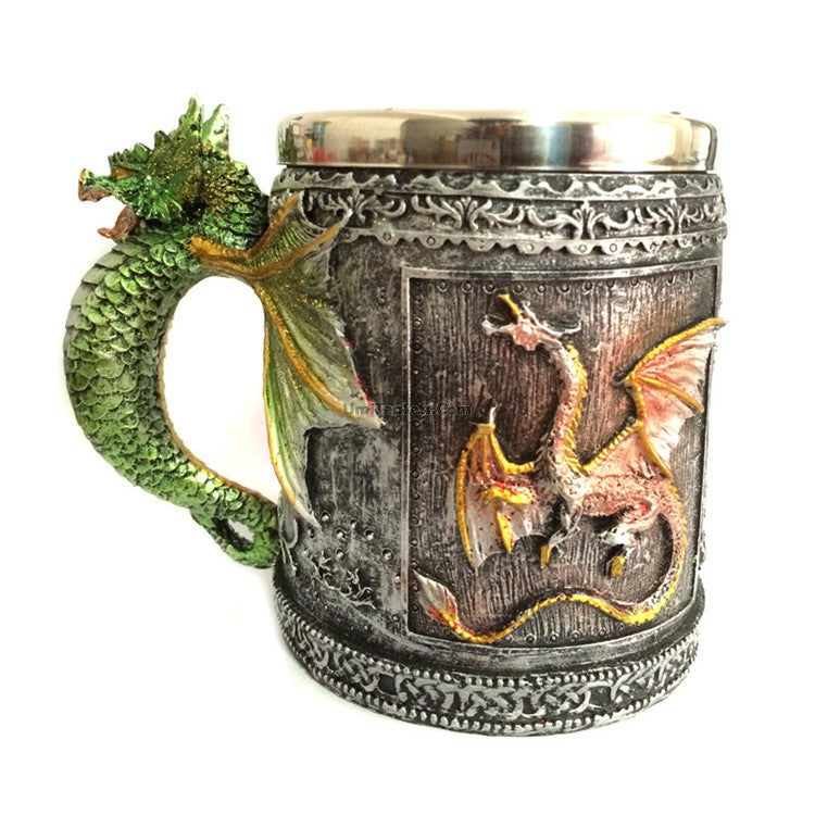 Premium Stainless Steel Dragon Mug - Insulated Travel Coffee Cup with Lid - Perfect for Hot & Cold Drinks - Ideal for Camping, Office, and Gifts