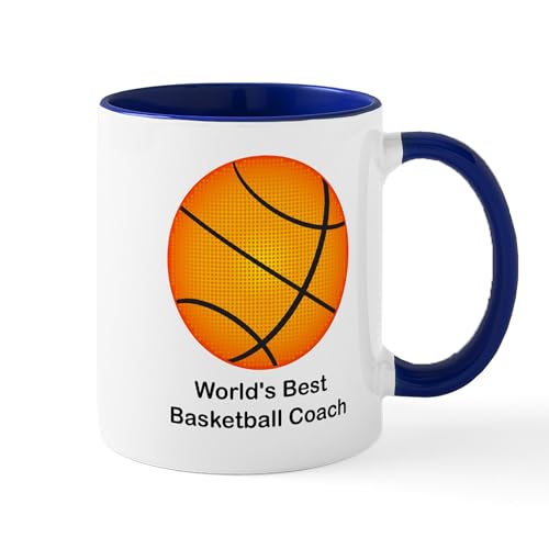 White/Navy Inside - World's Best Basketball Coach Mug