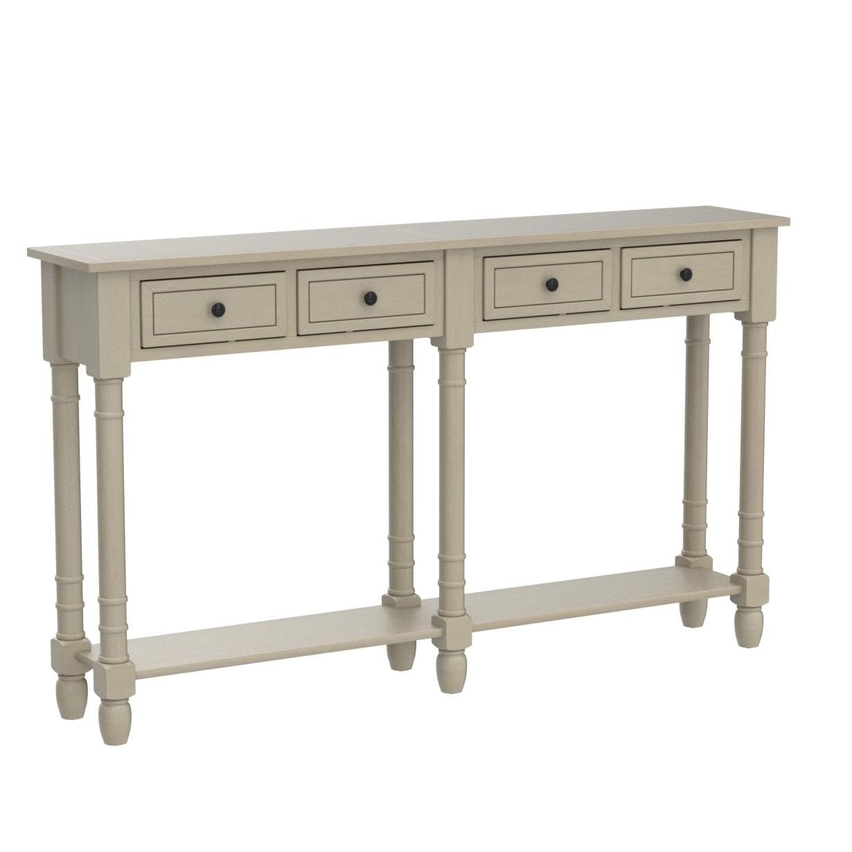 Modern Gray Wash Console Table with 2 Storage Drawers & Bottom Shelf - Entryway Sofa Table for Living Room, Hallway - Easy Assembly Home Furniture for Small Spaces & Apartment Decor