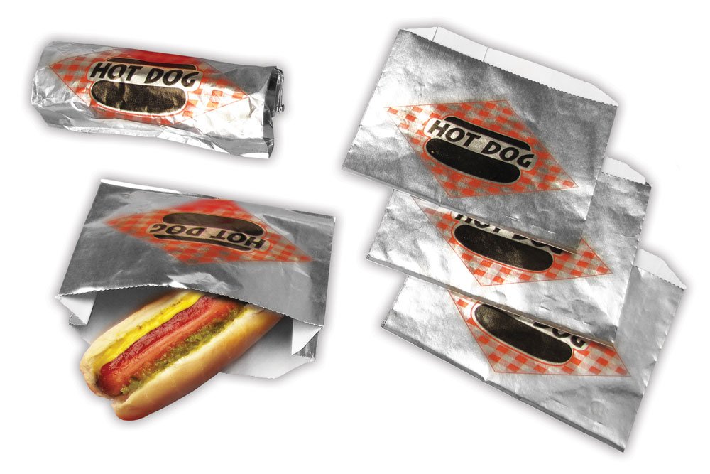Premium Hot Dog Top Open Foil Bags - 1000 Count Bulk Packaging for Food Trucks, Concession Stands & Stadium Events - Heat Resistant & Leak Proof Food Storage Solution
