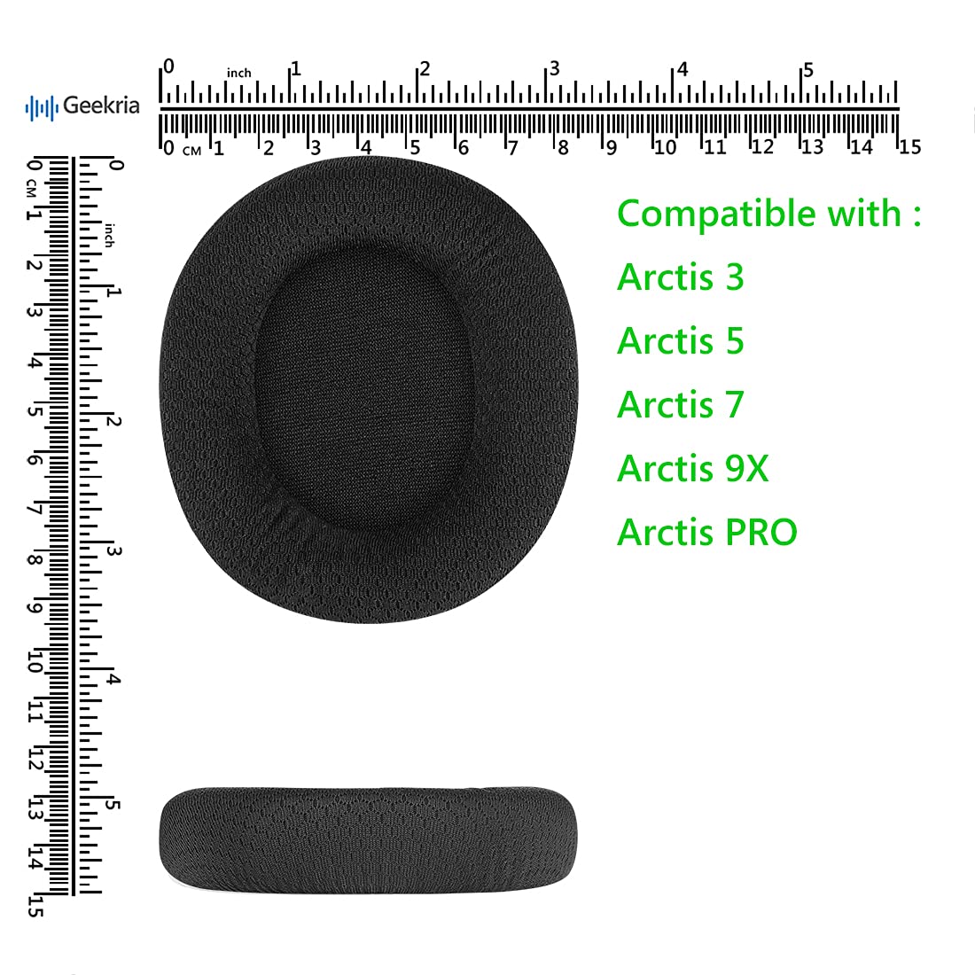 GEEKRIA QuickFit Mesh Fabric Replacement Ear Pads for SteelSeries Arctis Prime/Pro/9X/7/5/3 Headphones - Comfortable Breathable Ear Cushions & Headset Earpads Repair (Black) - Perfect for Gaming, Music & Long Wear Sessions