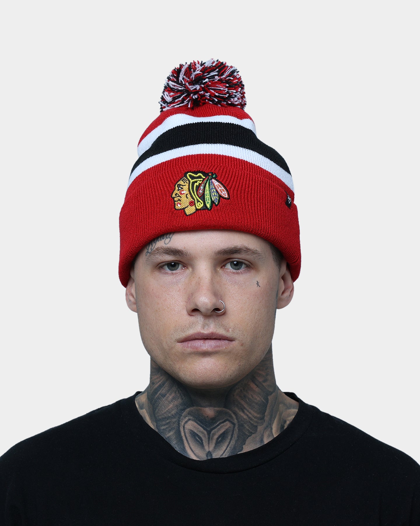 47 Brand Chicago Blackhawks Breakaway Cuff Knit Beanie - Red NHL Winter Hat for Men & Women - Perfect for Cold Weather, Sports Games, and Outdoor Activities