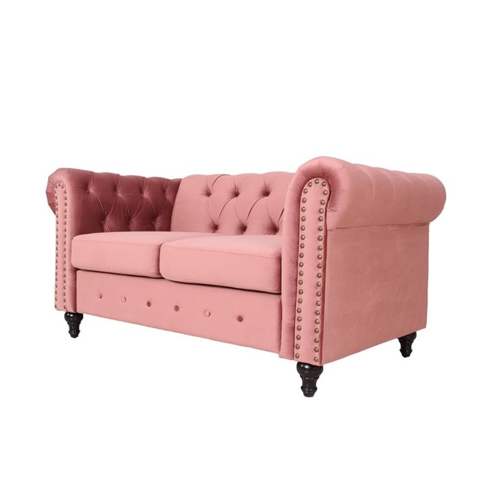 Home Square 2-Piece Microfiber Loveseat Set in Smoky Rose - Soft & Durable Living Room Furniture for Small Spaces, Apartments & Cozy Home Decor