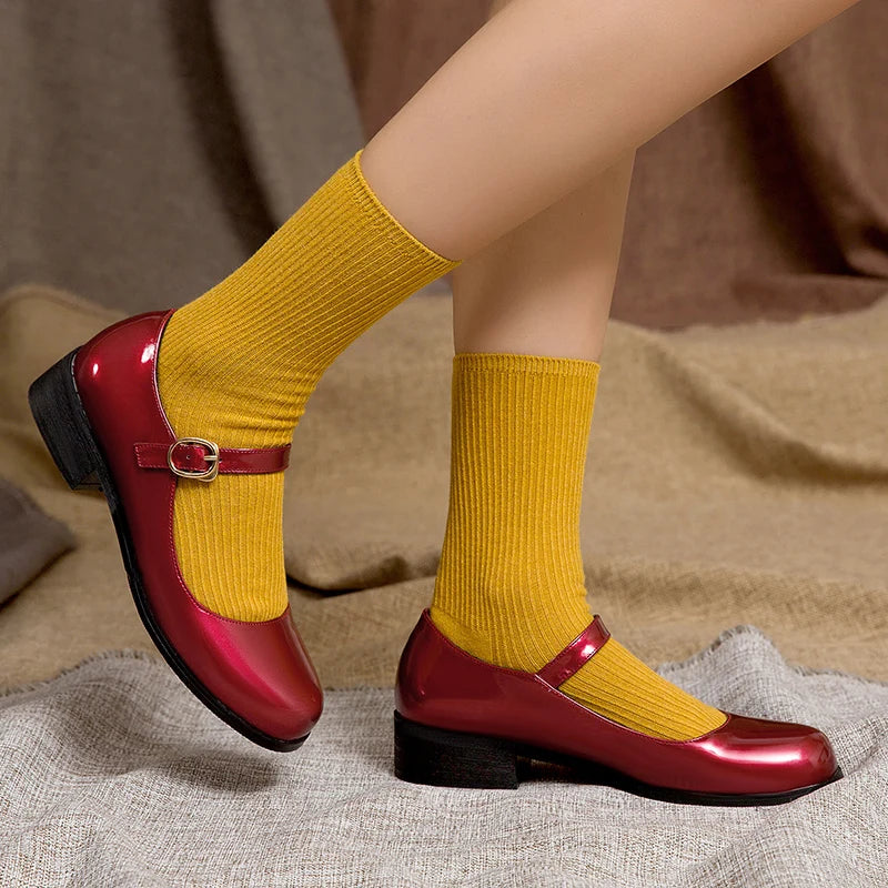 Spring Women's Loafers - Stylish Patent Leather Mary Janes with Elegant Strap | Comfortable Flats for Casual Wear & Dancing | Extended Sizes up to 45 | Perfect for Office, Parties & Everyday Fashion