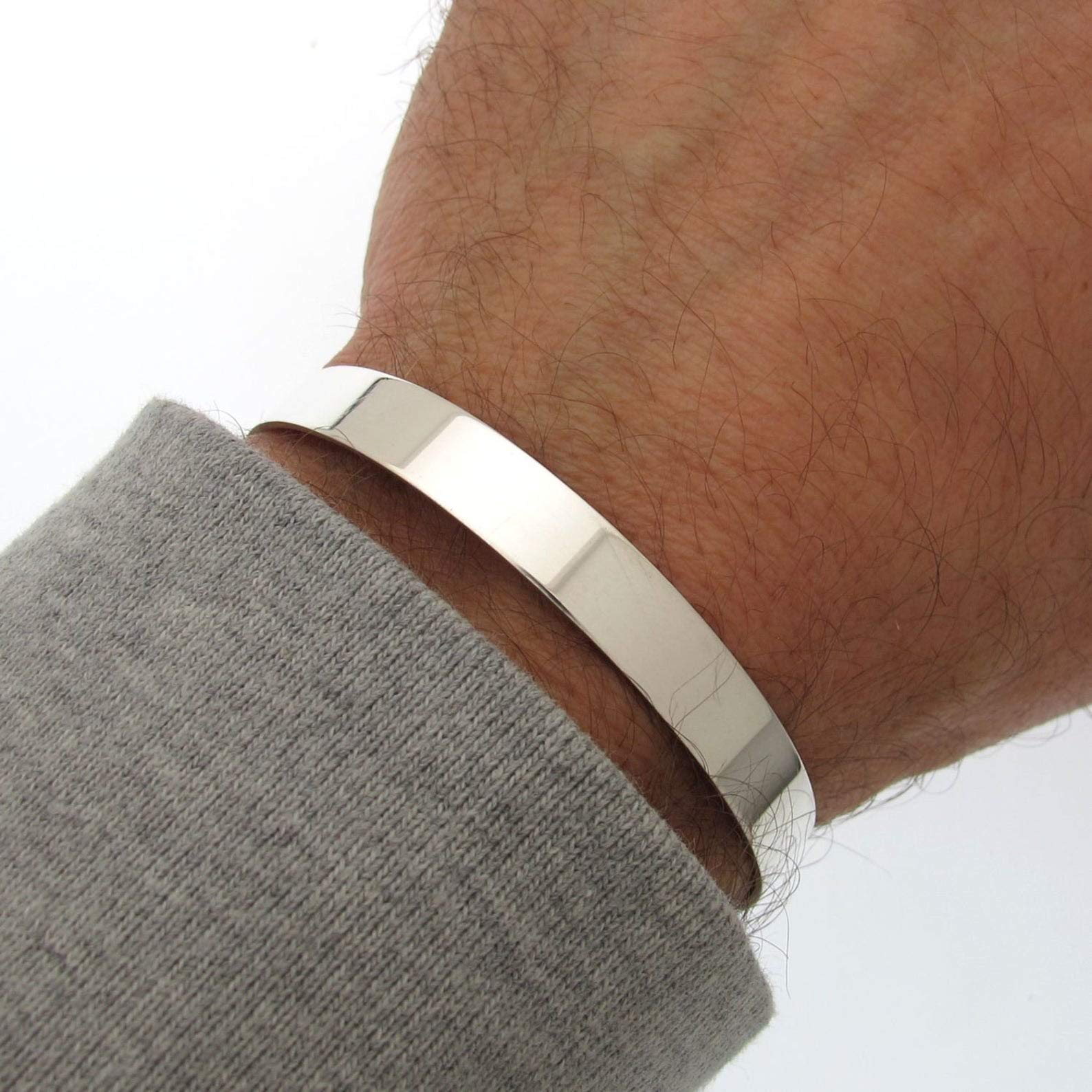 Custom Mens Name Cuff Bracelet - 925 Sterling Silver Adjustable Birthday Gift for Him, Perfect for Anniversaries, Weddings & Special Occasions