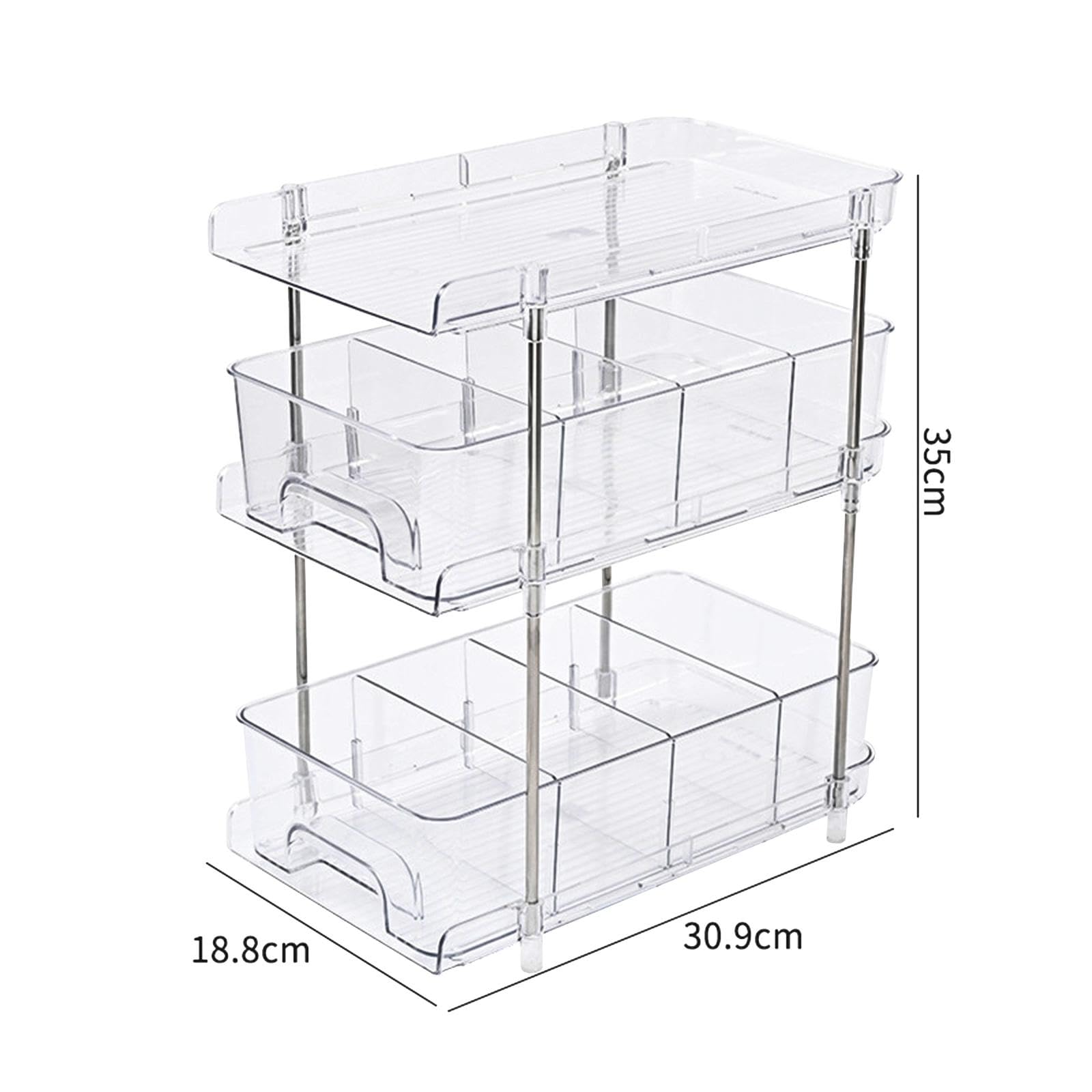 CALANDIS® Pull Out Sliding Cabinet Organizer - 12.2x7.4x13.8 Inch Kitchen Storage Container for Countertop & Cupboard | Space Saving Bathroom Counter Organizer for Makeup, Spices & Cleaning Supplies