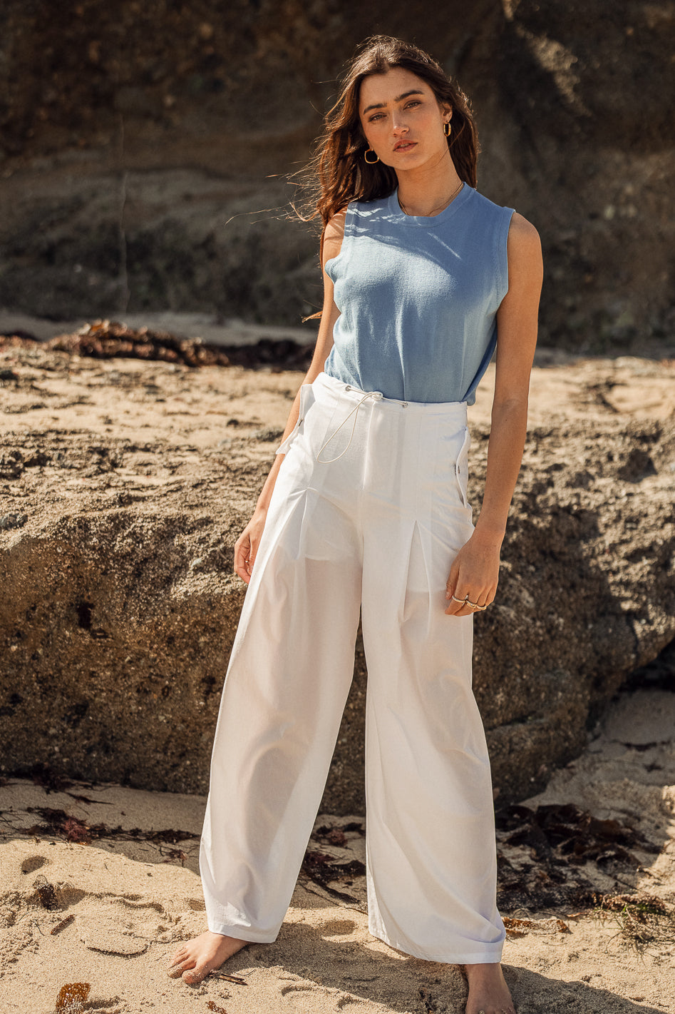 Dream Nylon Pants for Women - White Comfortable Stretchy Trousers | Perfect for Yoga, Travel & Casual Wear | Final Sale