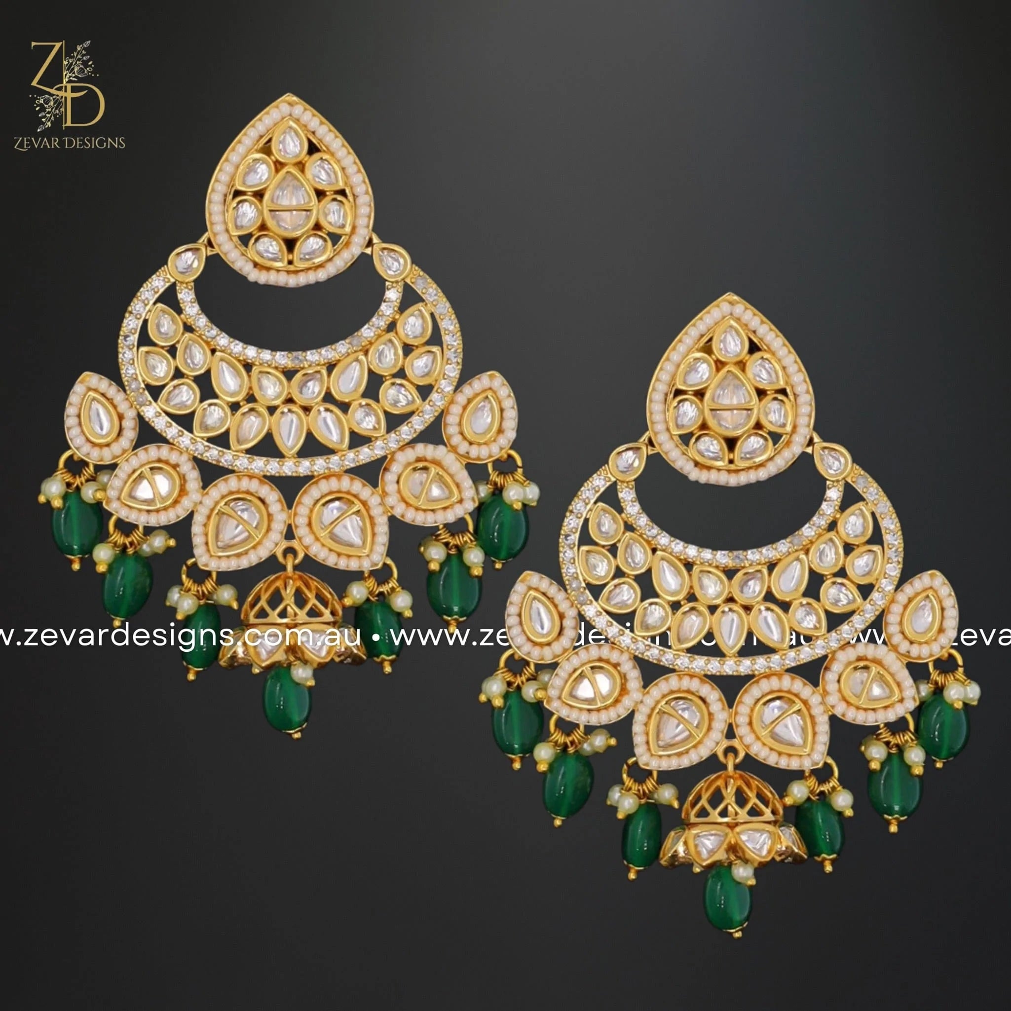 Exquisite Kundan Polki Earrings with Emerald Drops | Traditional Indian Jewelry for Weddings & Festivals | Handmade Bridal Earrings for Women