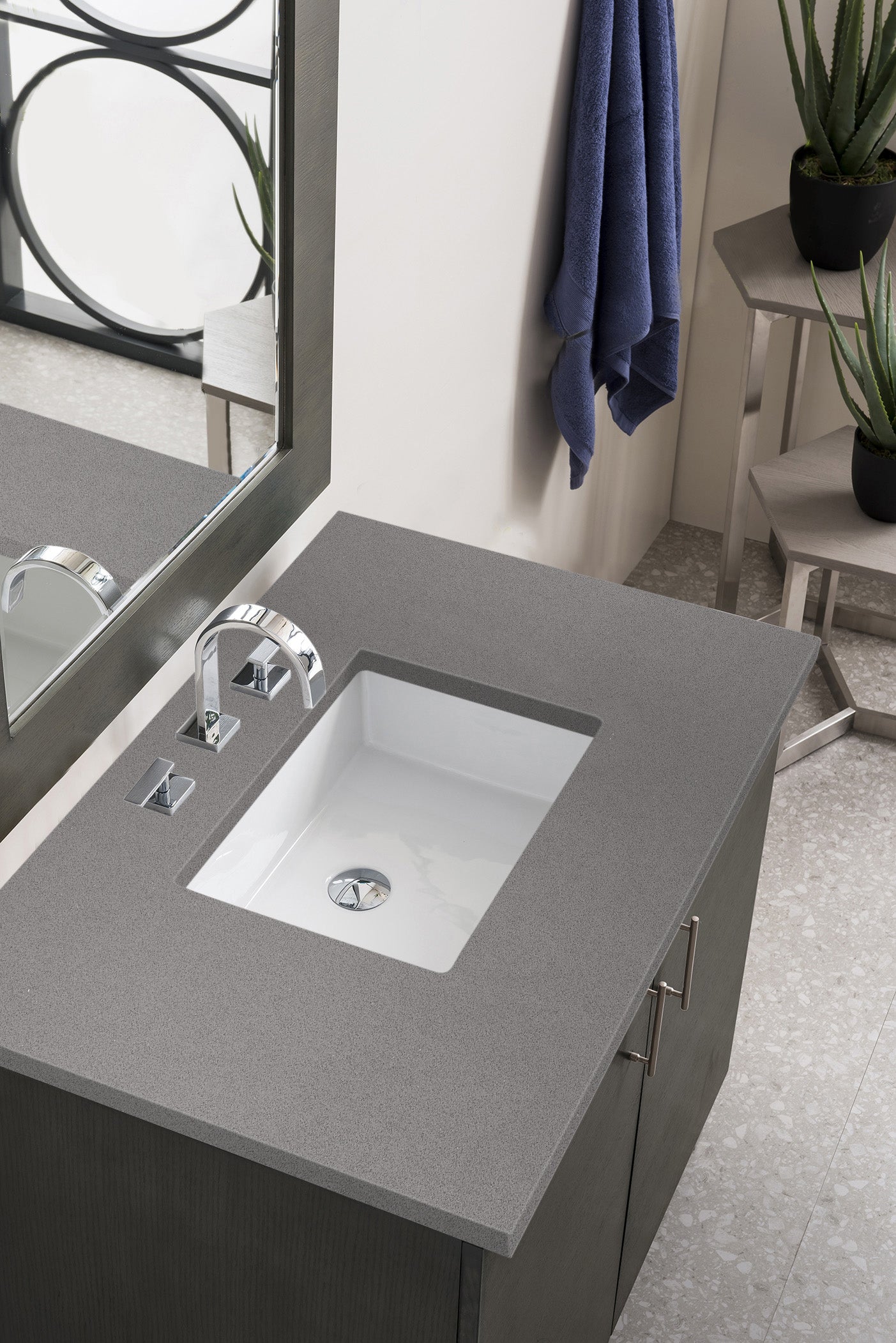 Metropolitan 36 Inch Single Bathroom Vanity Set in Silver Oak with 3CM Grey Expo Quartz Countertop - Perfect for Modern Homes & Small Bathroom Remodels