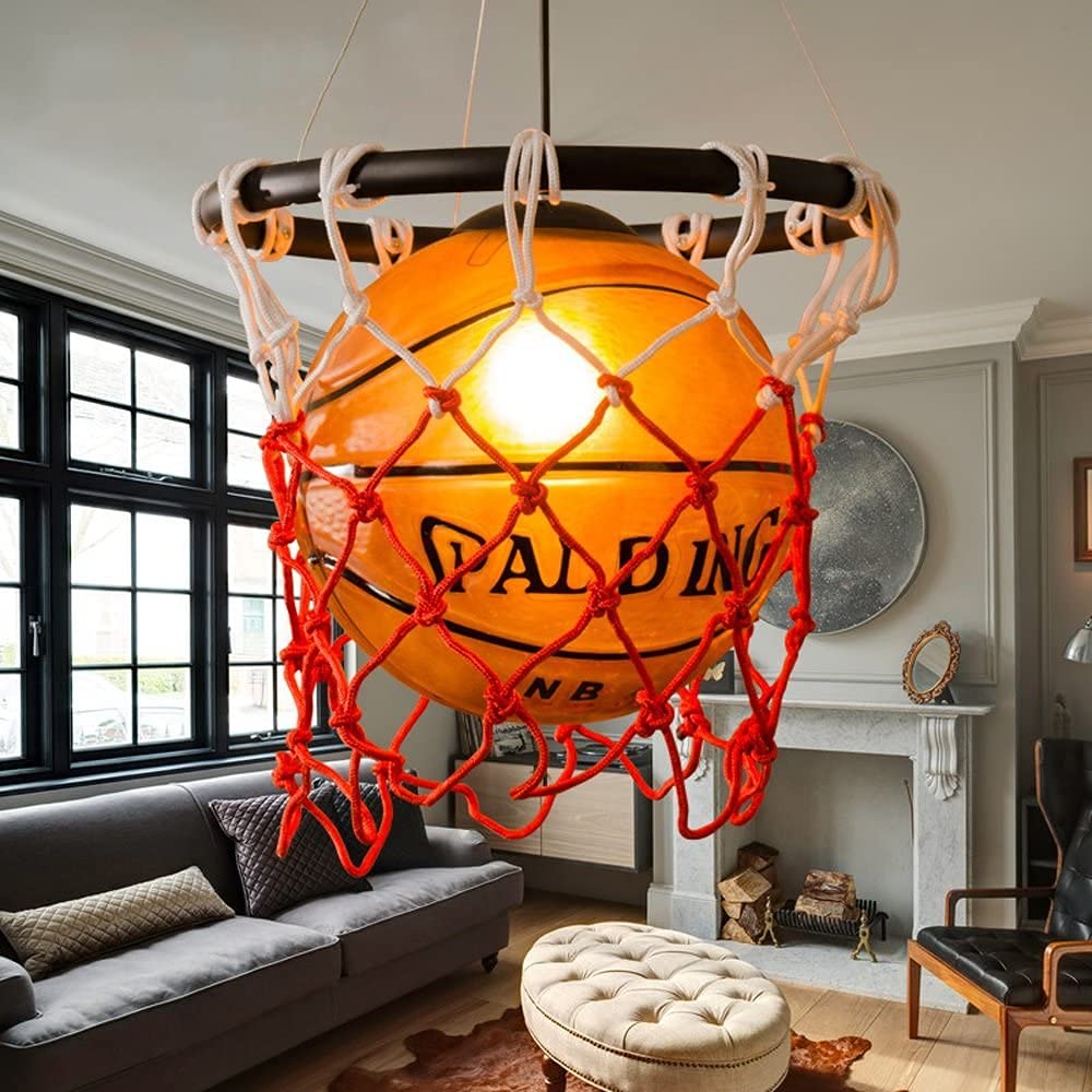 HLigExp Kids Room Chandelier - Creative Basketball Design LED Ceiling Light for Children's Bedroom, Nursery, Playroom | Energy Efficient A++ Indoor Lighting Fixture for Living Room, Dining Room & Bedroom Decor | Perfect for Sports-Themed Kids Spaces and Game Rooms