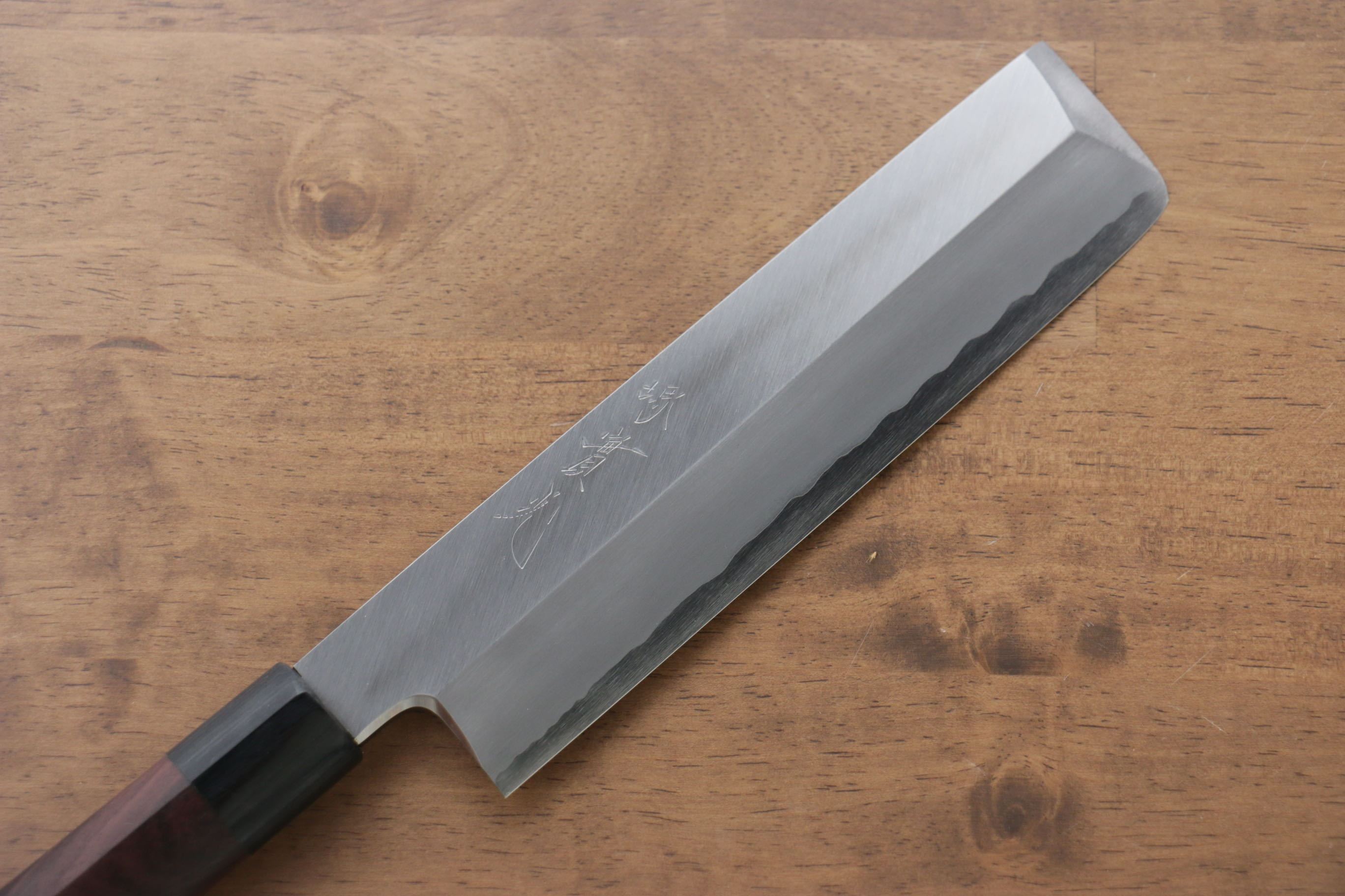 Jikko Silver Steel No.3 Usuba Japanese Kitchen Knife 195mm with Premium Shitan Handle - Perfect for Sushi, Vegetables & Precision Cutting