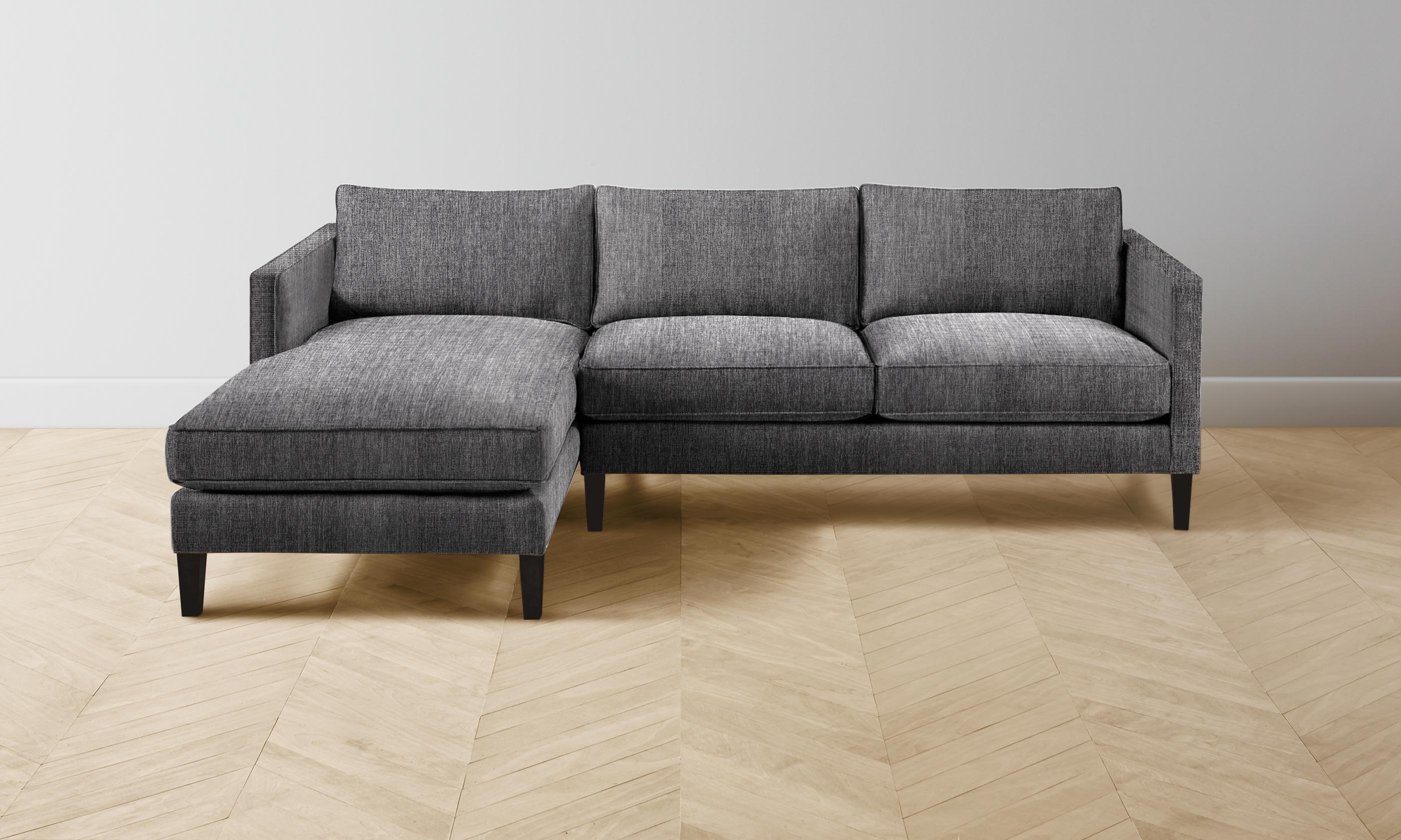 Crosby Sectional Sofa - Performance Tweed Fabric in Smoke Gray - Perfect for Living Room, Family Room & Home Theater Seating