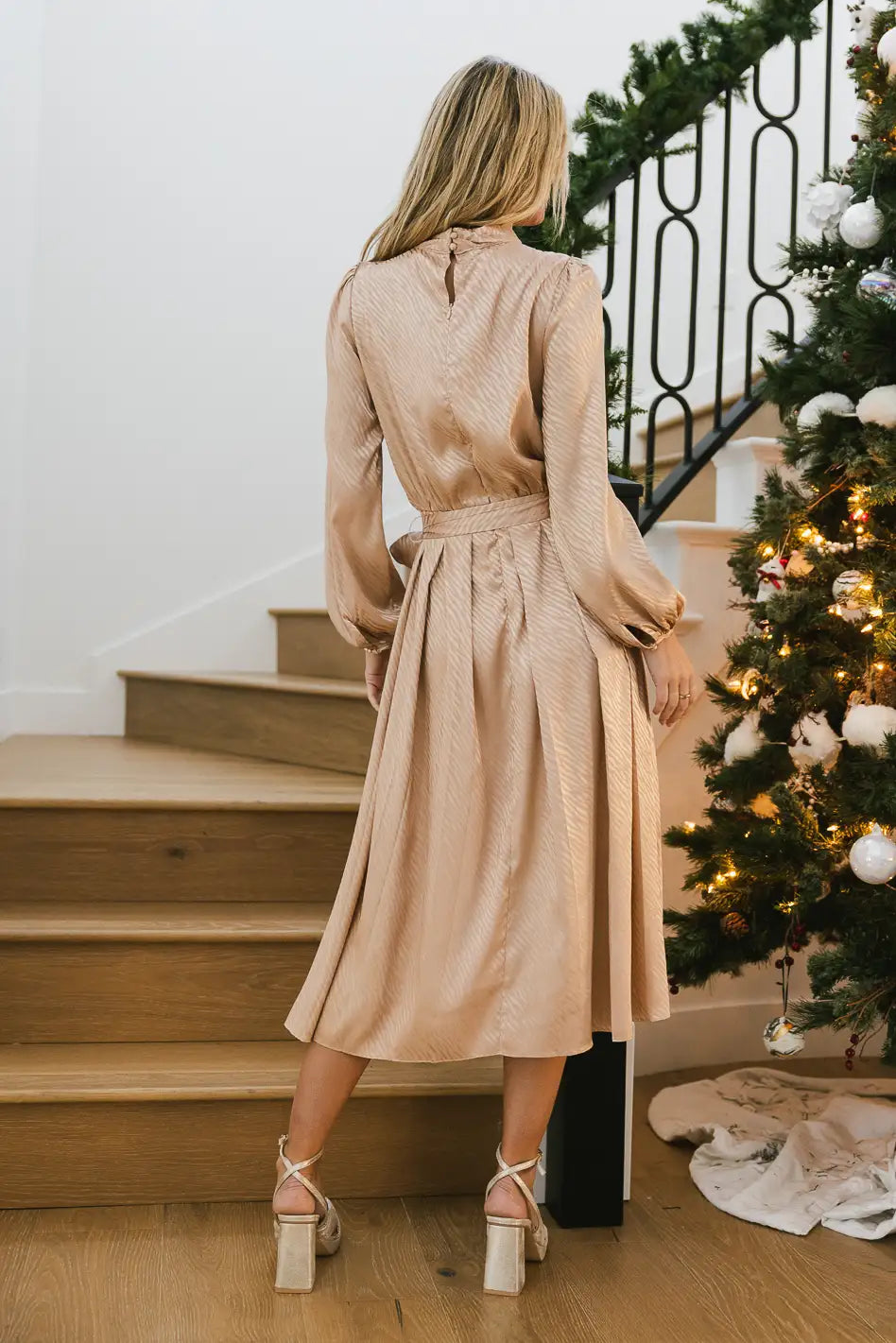 Ariana Zebra Print Midi Dress in Champagne - Elegant Animal Print Party Dress for Women, Perfect for Cocktail Parties, Date Nights & Special Occasions