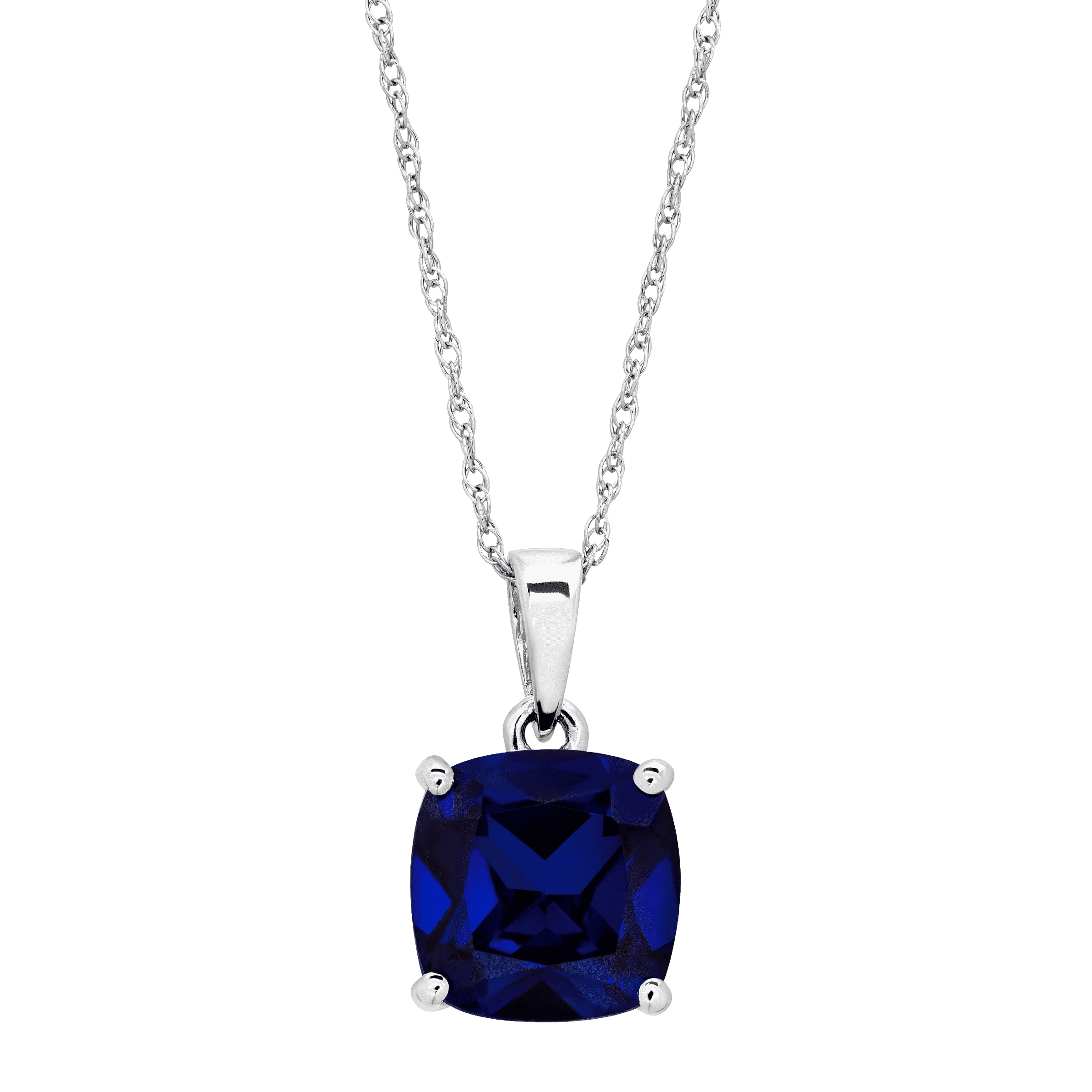 14K Gold Gemstone Cushion Solitaire Pendant Necklace 18