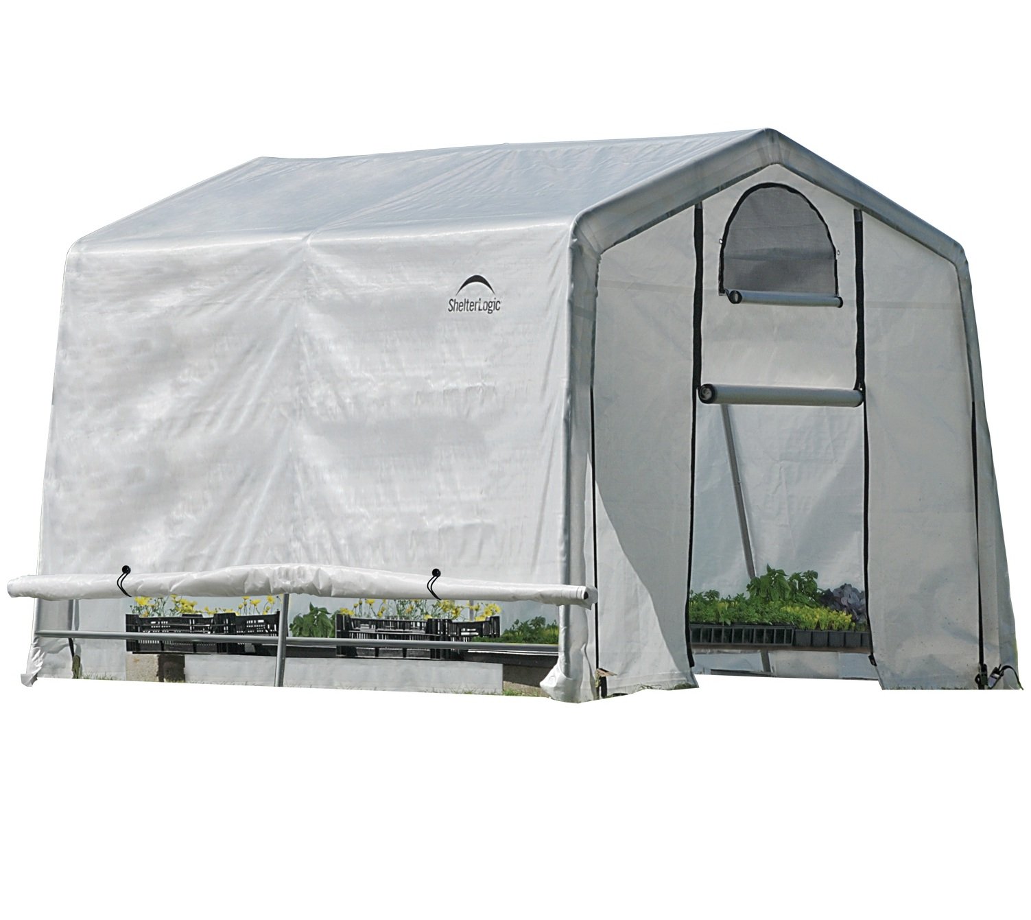 ShelterLogic 10' x 10' GrowIT Greenhouse-in-a-Box - Easy Flow Peak Roof, Waterproof Translucent Cover, Durable Outdoor Grow House for Gardening, Plant Protection & Year-Round Growing - Perfect for Backyards, Patios & Small Farms