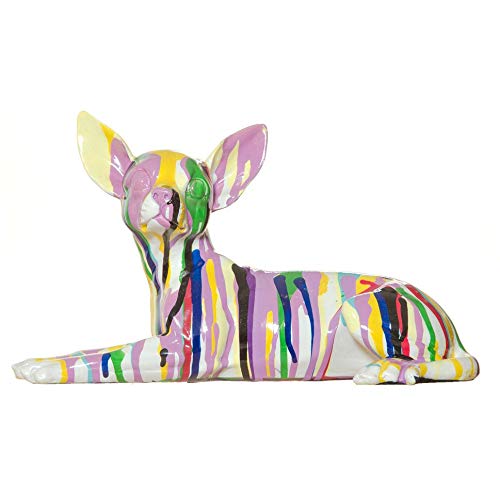 Handmade Multicolored Graffiti Dog Statue - Cute Chihuahua Sculpture Artwork, Adorable Resin Animal Garden Figure for Outdoor Decor & Home Garden Ornament