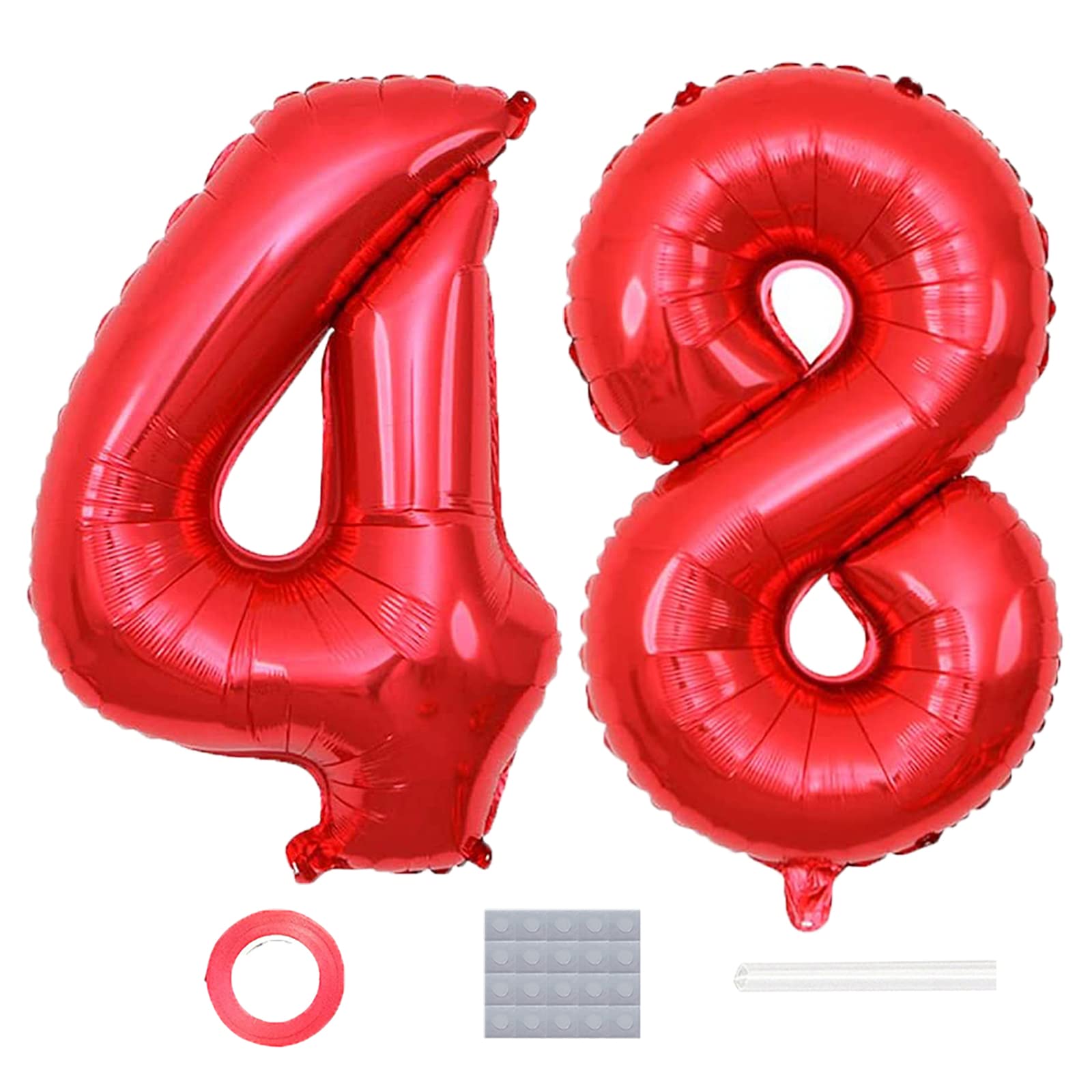 48 Inch Red Jumbo Foil Number Balloons - 48th Birthday Party Decorations, Wedding Anniversary Photo Props, Prom & Graduation Supplies - Perfect for Milestone Celebrations, Gender Reveals & Photo Backdrops