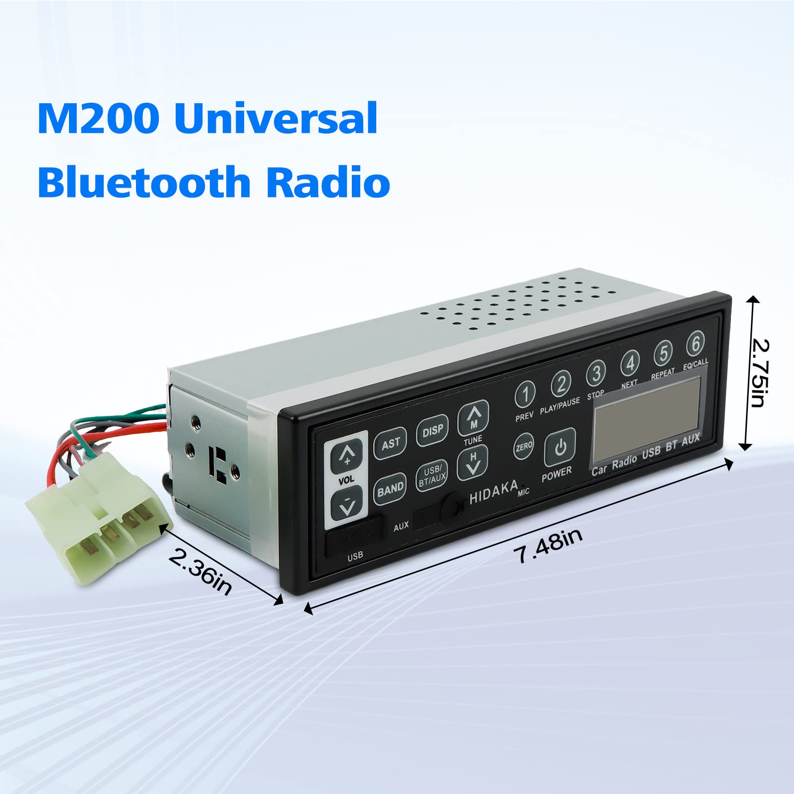 Universal M200 24V Car Bluetooth Radio with USB & AUX Input - Compatible with Komatsu, Sumitomo, Kobelco, Takeuchi Excavators - Perfect for Construction Sites & Heavy Equipment Use