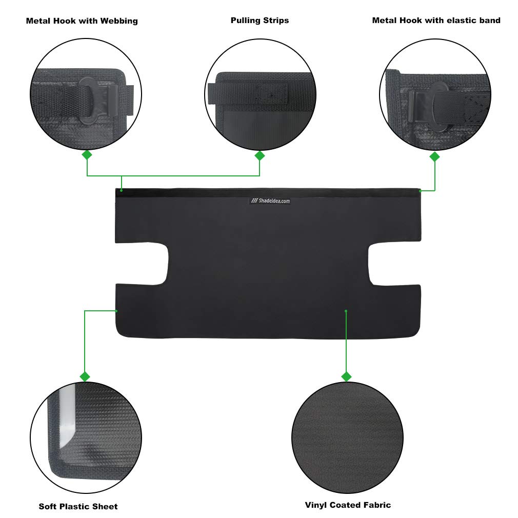 Shadeidea Black Vinyl Tonneau Cover for Jeep Wrangler JL & JLU 4-Door (2018-2024) | Waterproof Rear Trunk Cargo Cover | Fits Rubicon, Sahara, Sport S Models | Durable 3-Year Protection | Perfect for Off-Roading, Camping & Daily Commute