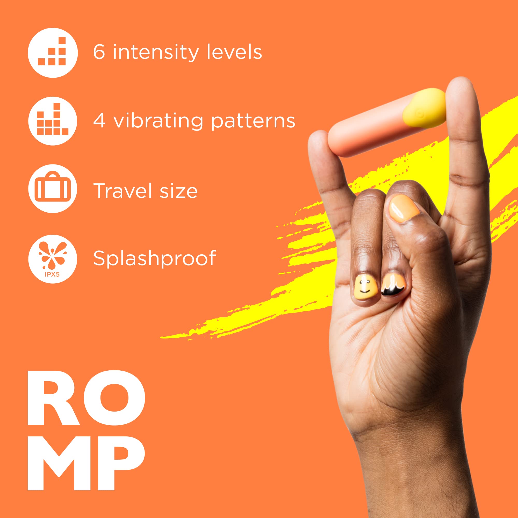ROMP Riot Bullet Vibrator - Powerful Mini Clitoral Stimulator for Women & Couples | 6 Speeds & 4 Vibration Patterns | Rechargeable G-Spot Vibrator | Perfect for Travel, Date Night & Self-Care Moments