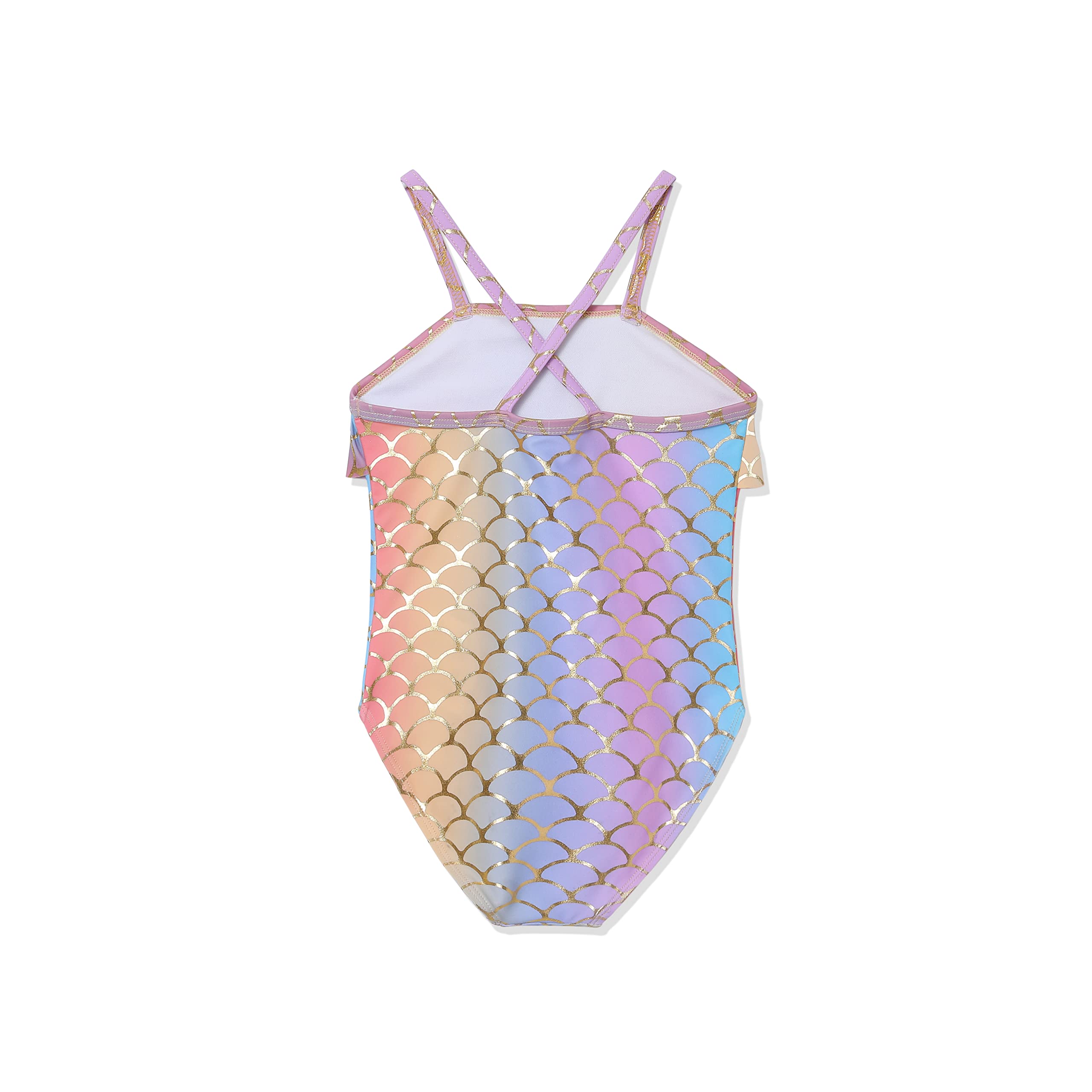 Phineein Girls One-Piece Swimwear - Tropical Fruit Heart Print Ruffled Bathing Suit for Kids, Beach, Pool & Summer Vacation