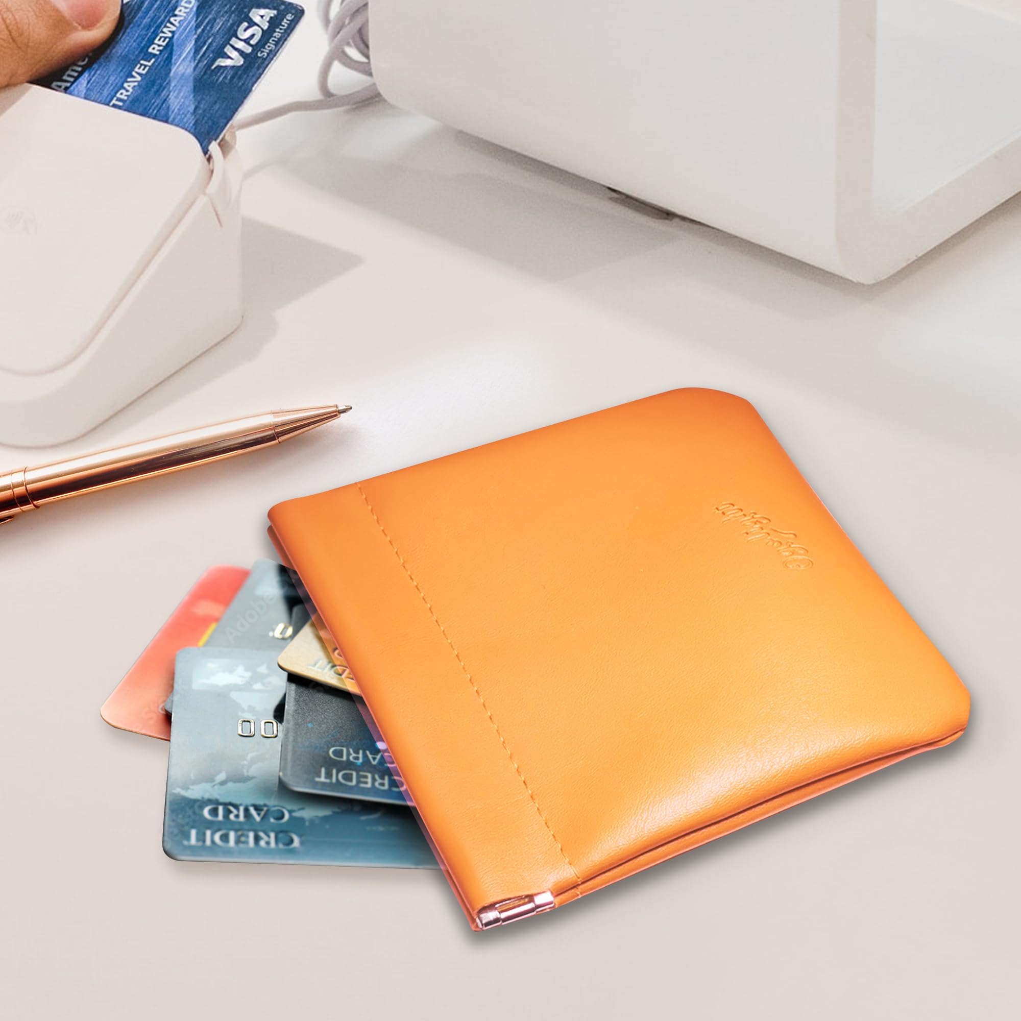 3Pcs Leather Coin Purse for Women - Portable Travel Makeup Pouch for Cosmetics & Jewelry (Orange)
