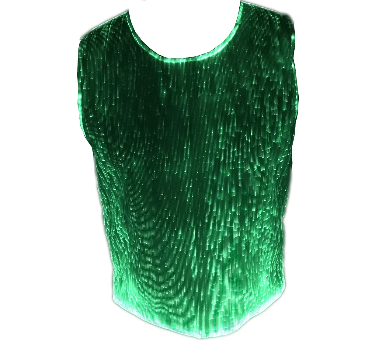 LED Fiber Optic Light Up Tank Top for Men - App Controlled RGB Rave Shirt, Festival & Hip Hop Performance Wear (XL, White) - Perfect for EDM Concerts, Nightclubs and Glow Parties
