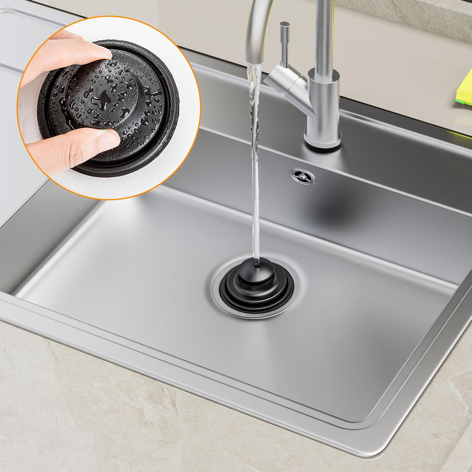 Huntorny 2-Pack Kitchen Sink Drain Strainer and Stopper Set - 3.5 Inch Garbage Disposal Compatible Drain Catcher & Protector - Perfect for Food Scraps Prevention and Easy Cleaning in Standard Kitchen Sinks