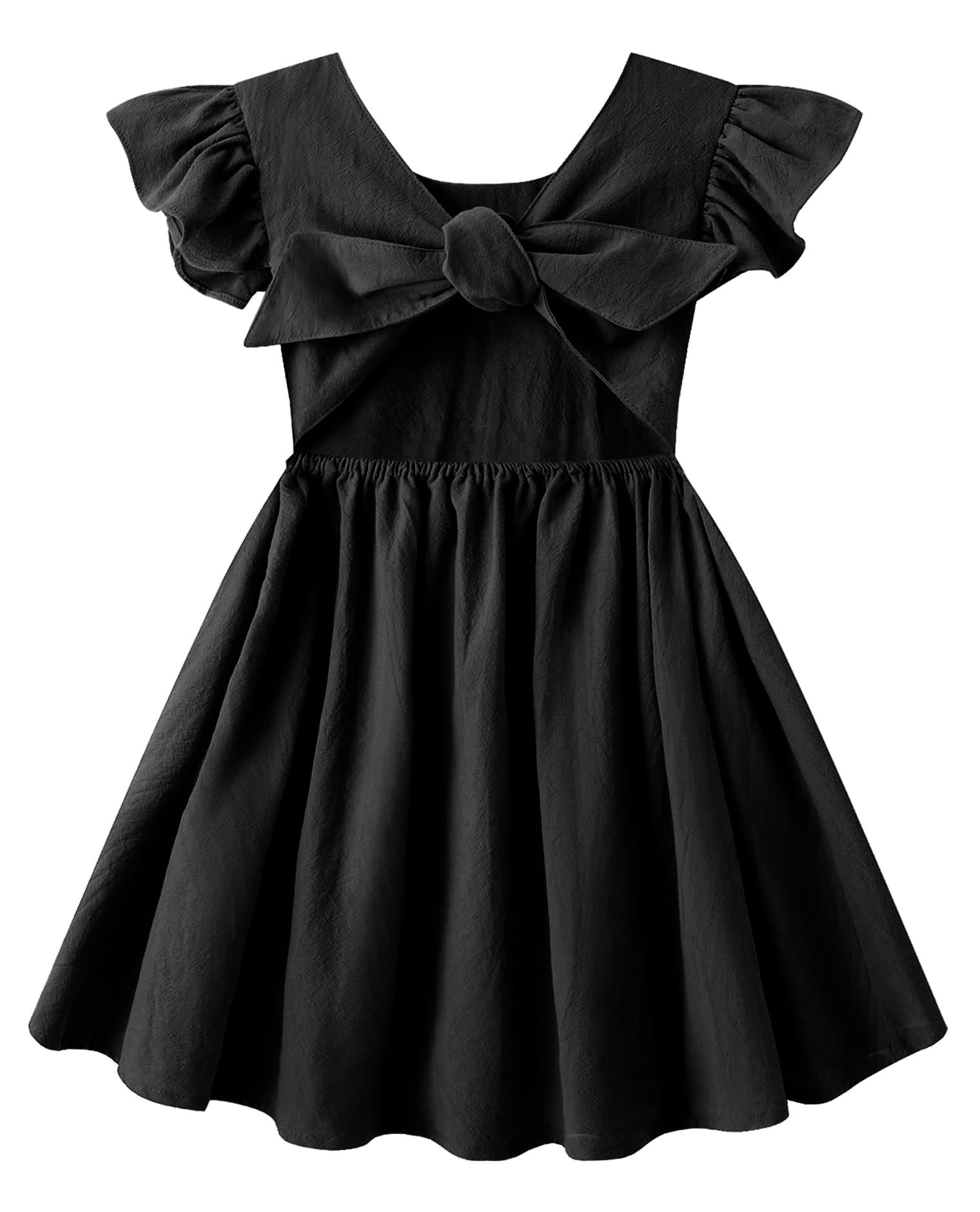 Lymanchi Toddler Girls Linen Dress - Ruffle Sleeveless Tie Back Halter Summer Casual Dress for Baby & Kids | Perfect for Beach, Party & Outdoor Play