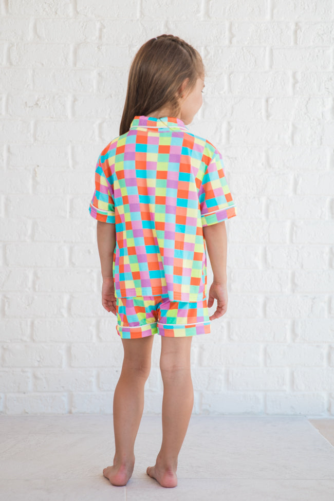 Kids' Glamour On The Grid Pajama Set - Soft & Stylish Sleepwear for Girls | Perfect for Sleepovers, Birthday Gifts & Cozy Nights