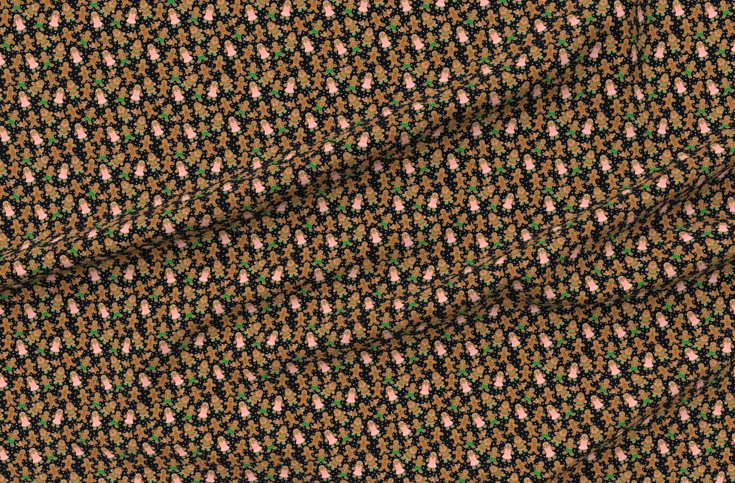 Gingerbread Cookies Christmas Fabric - Black Winter Holiday Print on Velvet Upholstery Material | Fat Quarter for Home Decor, Apparel & DIY Crafts | Perfect for Holiday Pillows, Table Runners & Seasonal Decorations