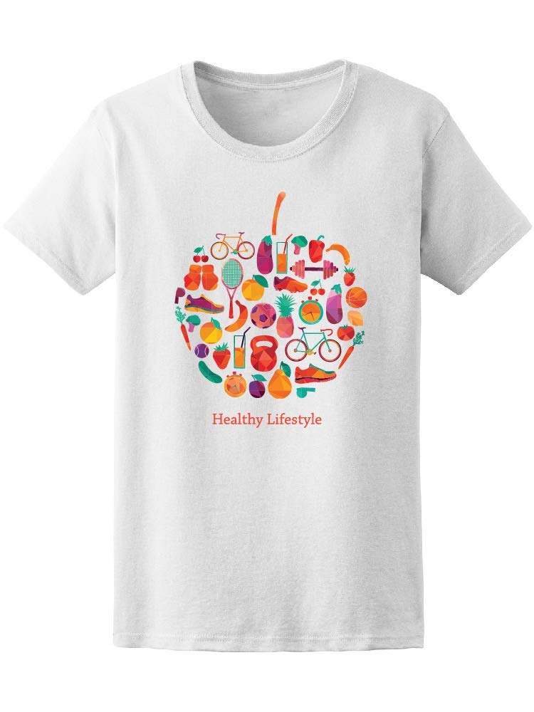 Healthy Lifestyle Apple Print T-Shirt for Women - Casual Comfort Fit Tee for Workouts, Yoga, and Everyday Wear