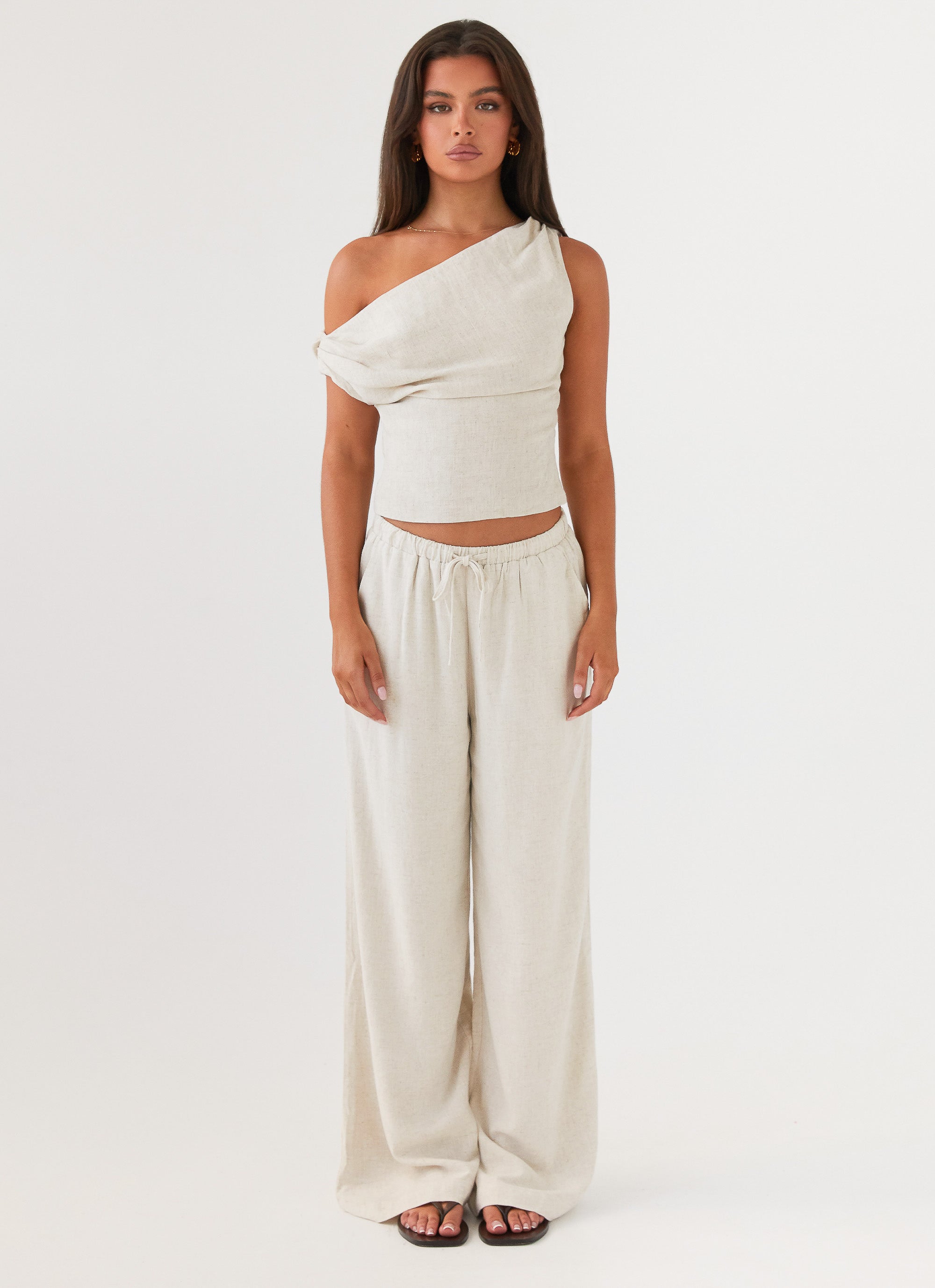 Fresh Face Linen Pants for Women - Soft & Breathable Oatmeal Color Loungewear - Perfect for Yoga, Travel & Relaxation at Home