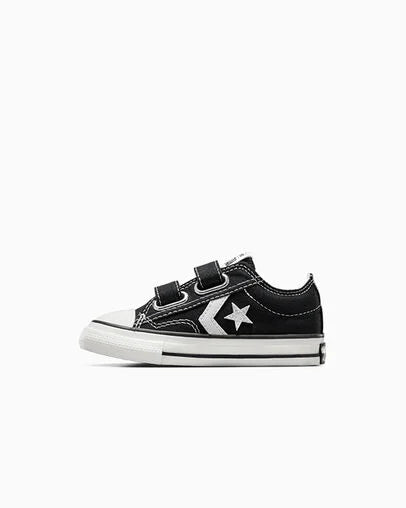 Converse Kids Star Player 76 Hook and Loop Black/White Sneakers - Comfortable & Stylish Shoes for Boys & Girls - Perfect for School, Play & Everyday Wear