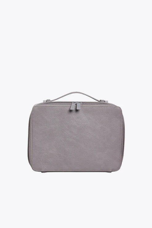 Premium Grey Cosmetic Case - Travel Makeup Organizer with Mirror | Perfect for Travel, Gym & Daily Use