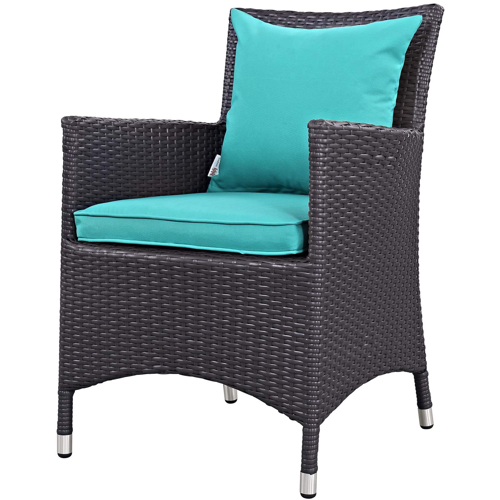 Modern Outdoor Patio Garden Lounge Coffee Fire Pit Table and Chair Set - Weather-Resistant Fabric Rattan Wicker Furniture in Blue - Perfect for Backyard, Poolside & Camping Gatherings
