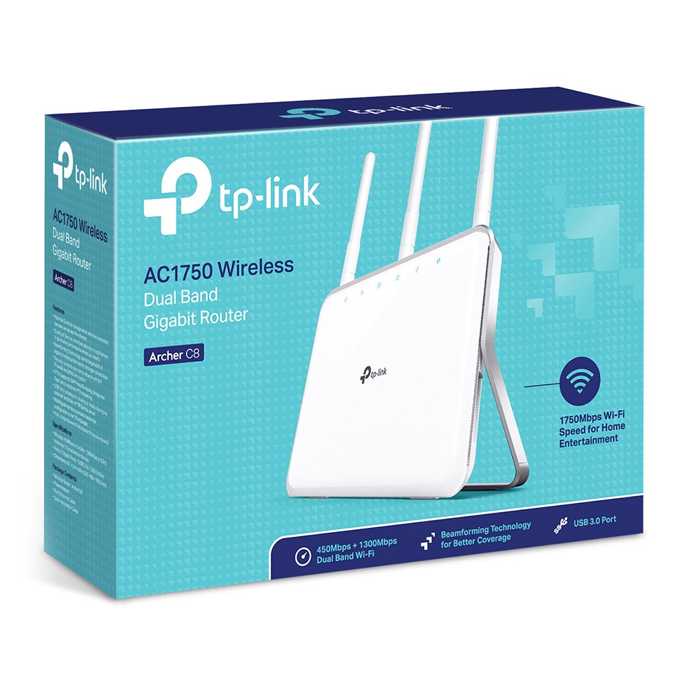 TP-Link AC1750 Smart WiFi Router (Archer C8) - Dual Band Gigabit Wireless Internet, High Speed for Gaming & Streaming, Long Range Coverage for Home & Office Use