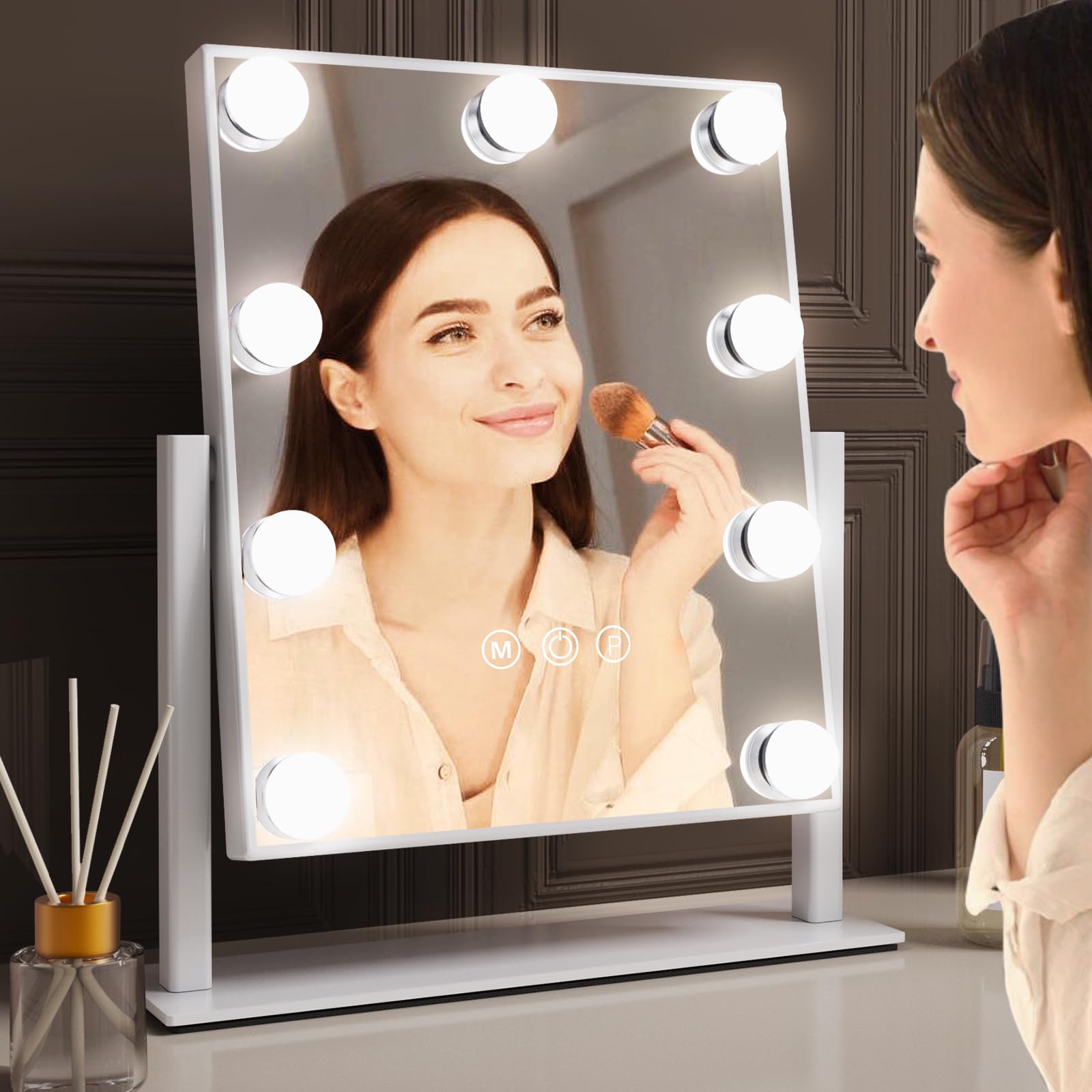 Hollywood LED Vanity Mirror with Touch Control - 9 Lights, 3 Colors for Makeup & Dressing Room