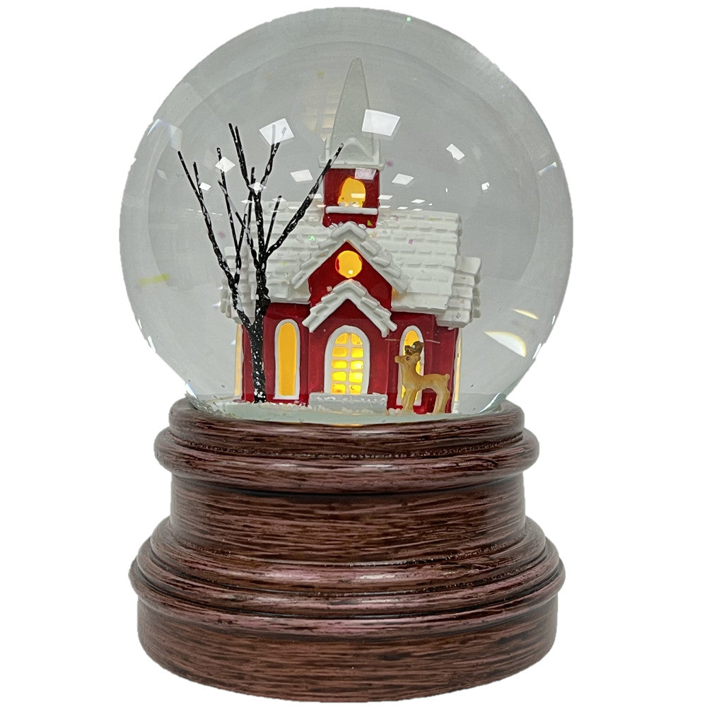 Ashfield & Harkness Musical Snow Globe with LED Lights - Christmas Decor, Holiday Gift, Home & Church Decoration for Festive Season